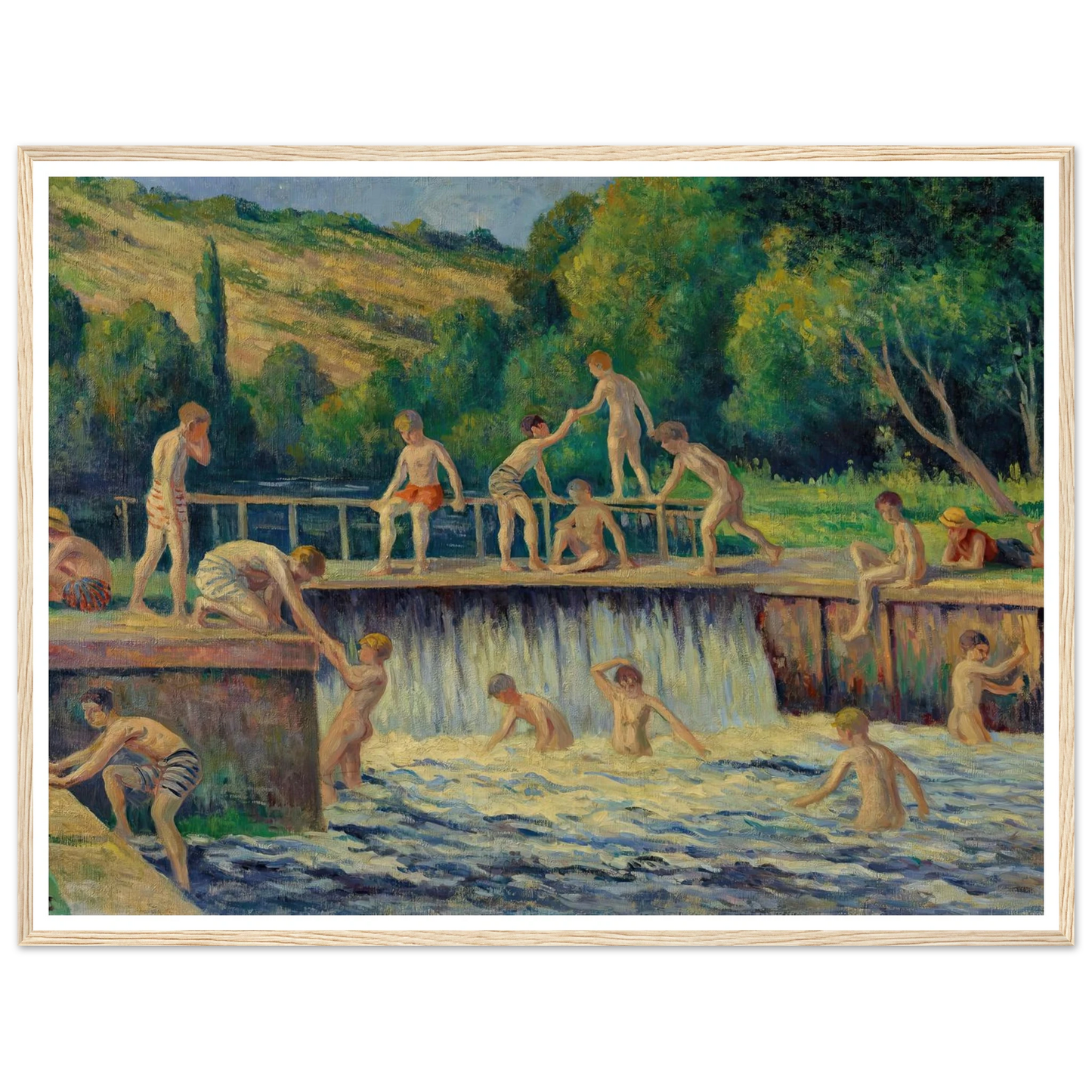 La baignade à Bessy-sur-Cure (circa 1908) Art Print | Maximilien Luce-Quipham Collections