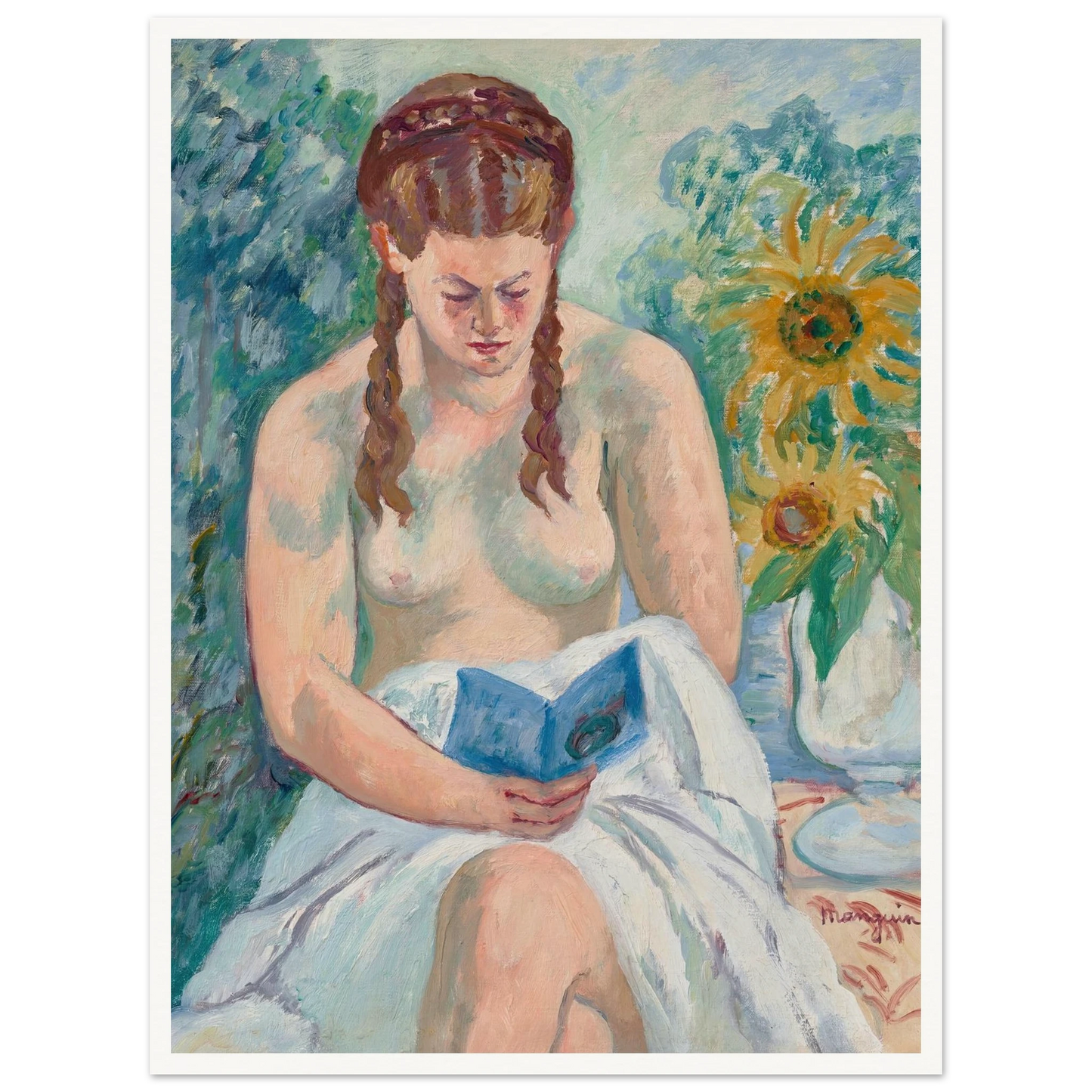 Geneviève Sauty nue lisant (1945) Art Print | Henri Manguin-Quipham Collections