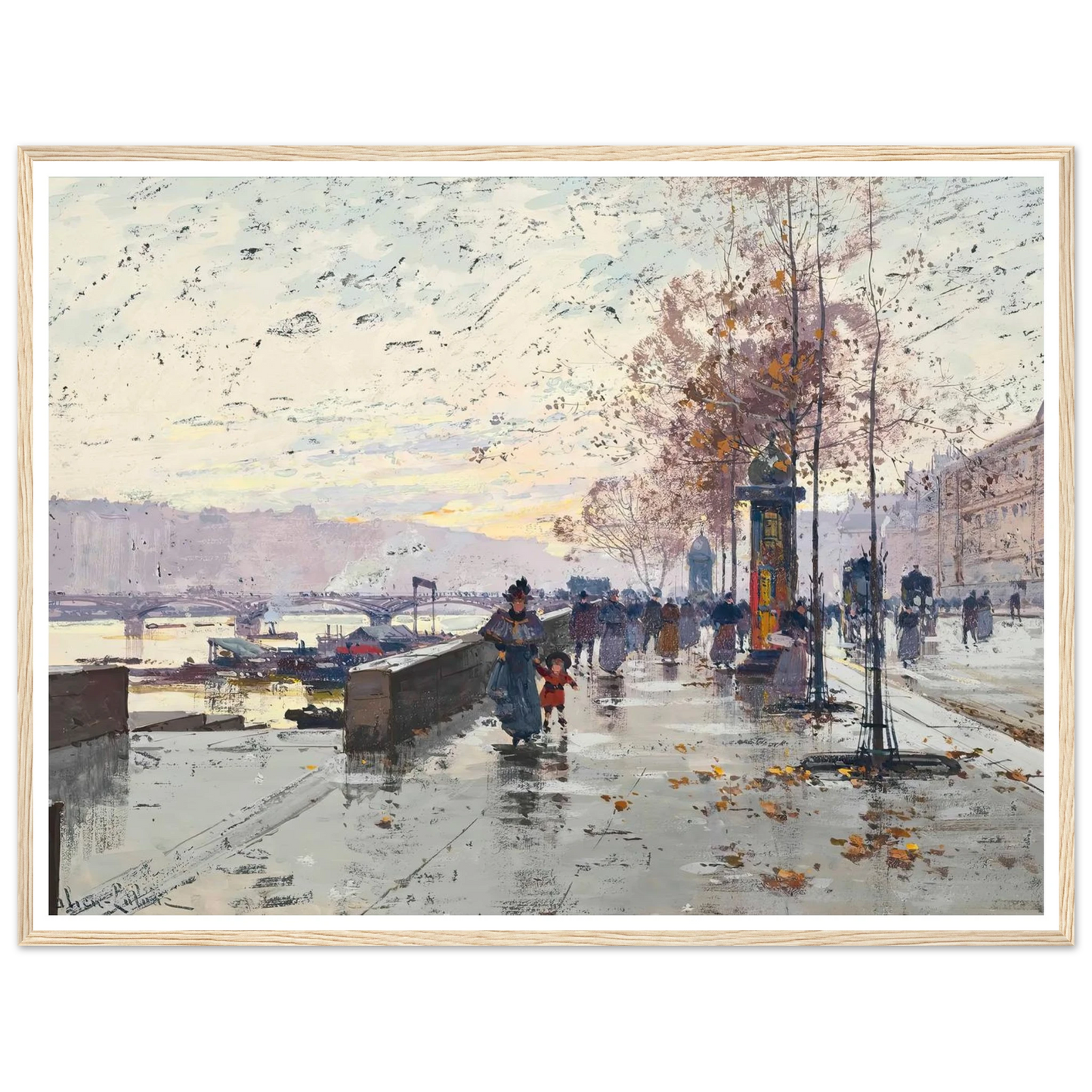 Figures at the Quai de Louvre, Paris Art Print | Eugene Galien Laloue-Quipham Collections