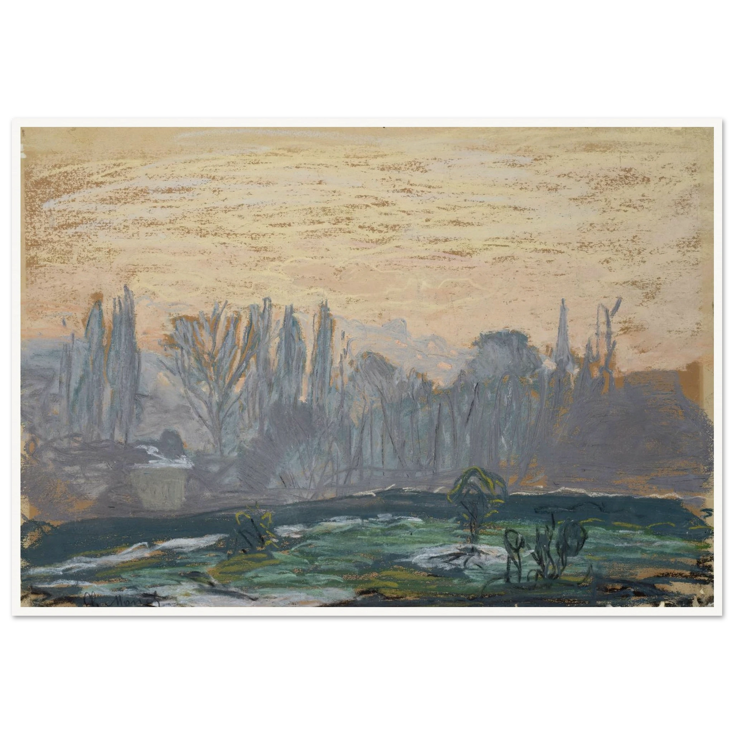 Winter Landscape with Evening Sky (ca. 1870 – 1880) Art Print | Claude Monet-Quipham Collections