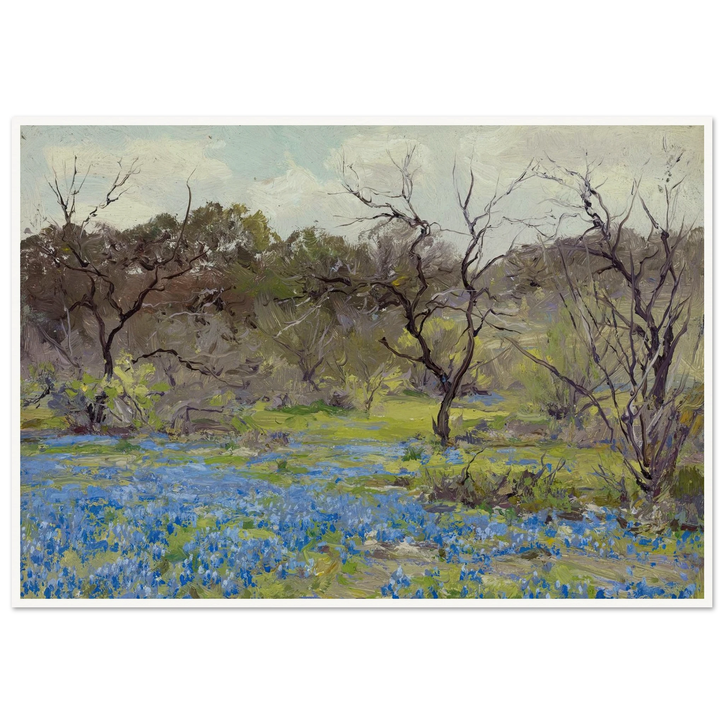 Early Spring—Bluebonnets and Mesquite (1919) Art Print | Julian Onderdonk-Quipham Collections