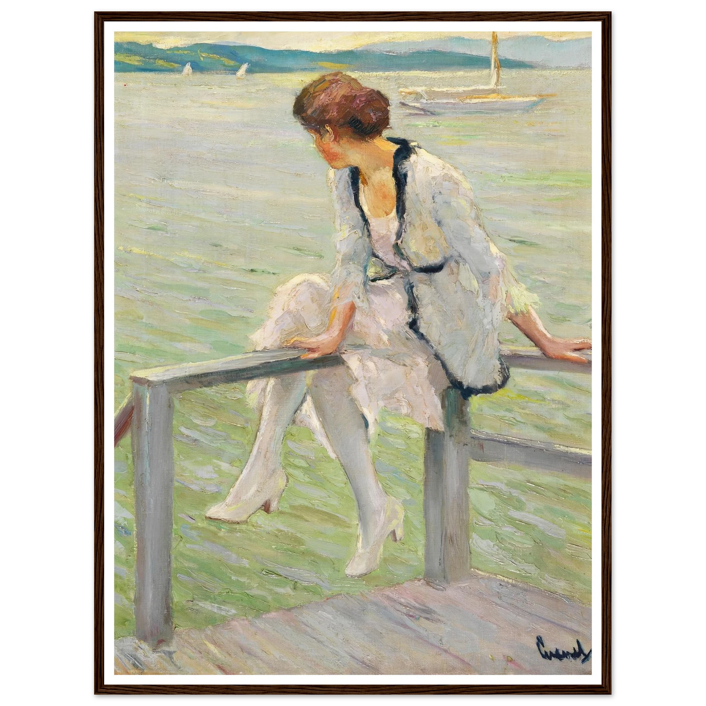 Young woman at Lake Starnberg (1915-1920) Art Print | Edward Cucue-Quipham Collections