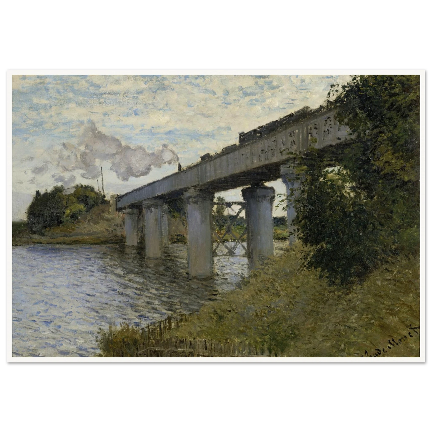 The Railroad bridge in Argenteuil (1873 - 1874) Art Print | Claude Monet-Quipham Collections