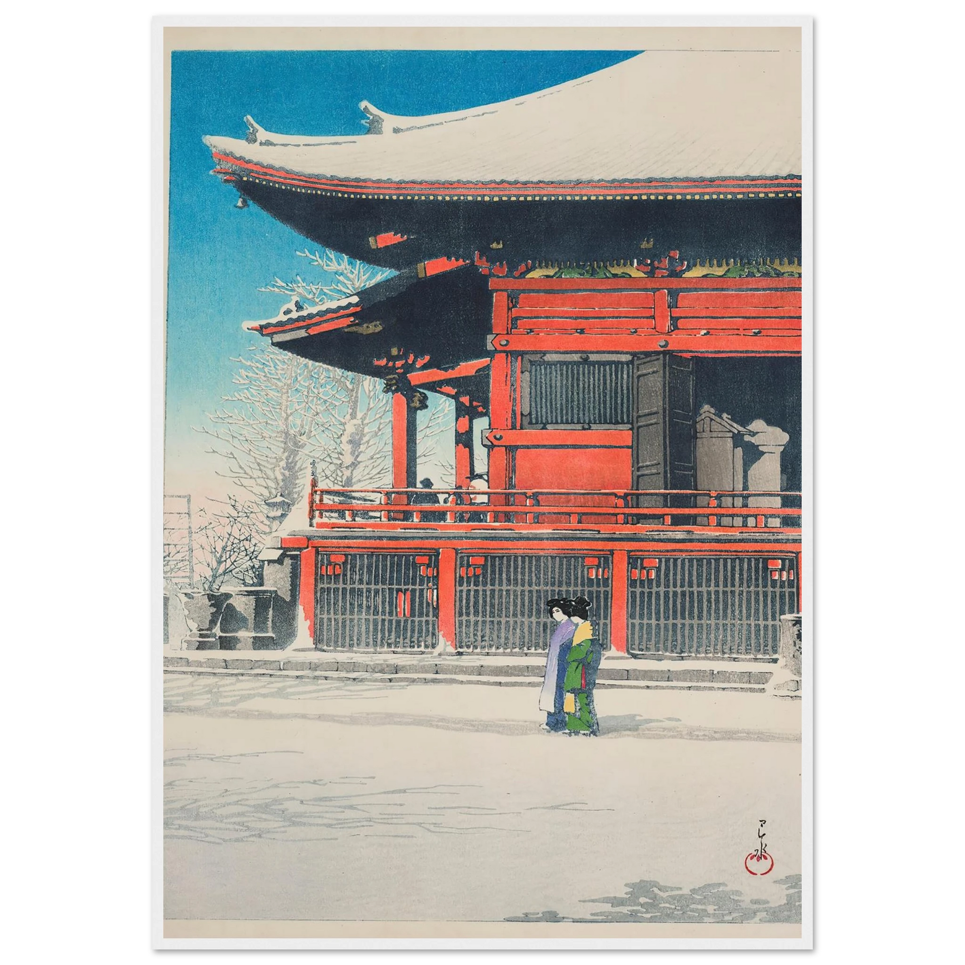 Asakusa kannon no yukibare (Clear weather after snow at Asakusa Kannon Temple) (1926) Art Print | Kawase Hasui-Quipham Collections