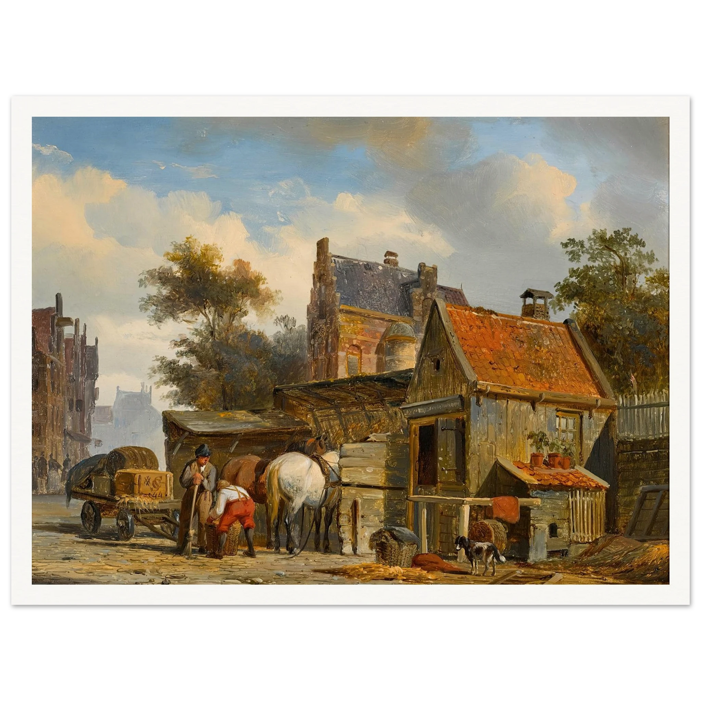 A Street Scene with a Blacksmith at Work (1844) Art Print | Cornelis Springer-Quipham Collections