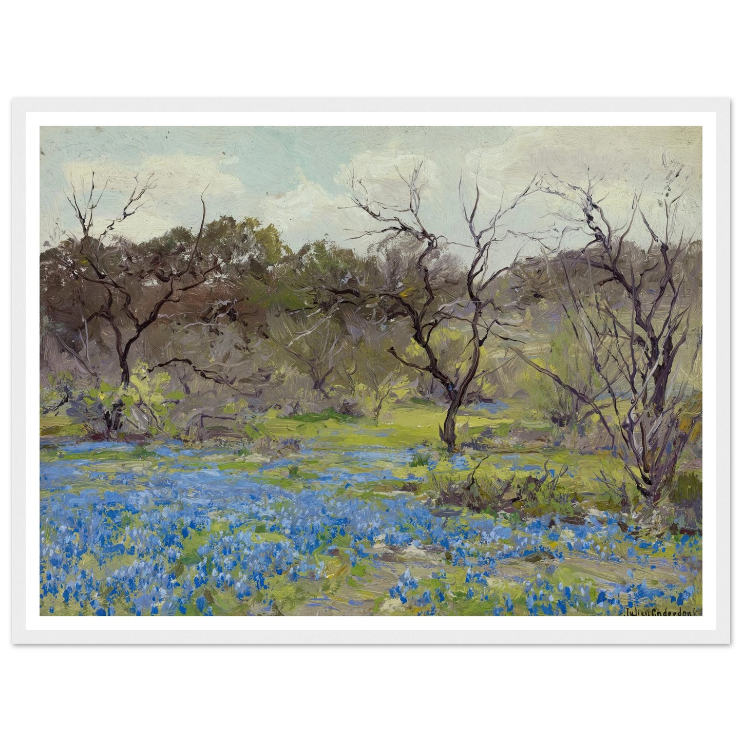 Early Spring—Bluebonnets and Mesquite (1919) Art Print | Julian Onderdonk-Quipham Collections