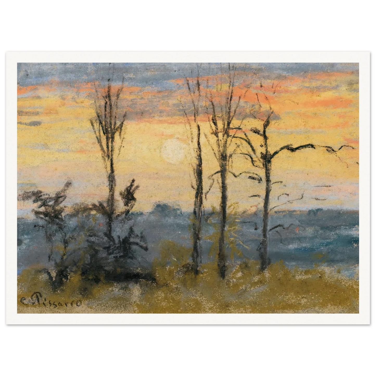 Coucher De Soleil Art Print | Camille Pissarro-Quipham Collections