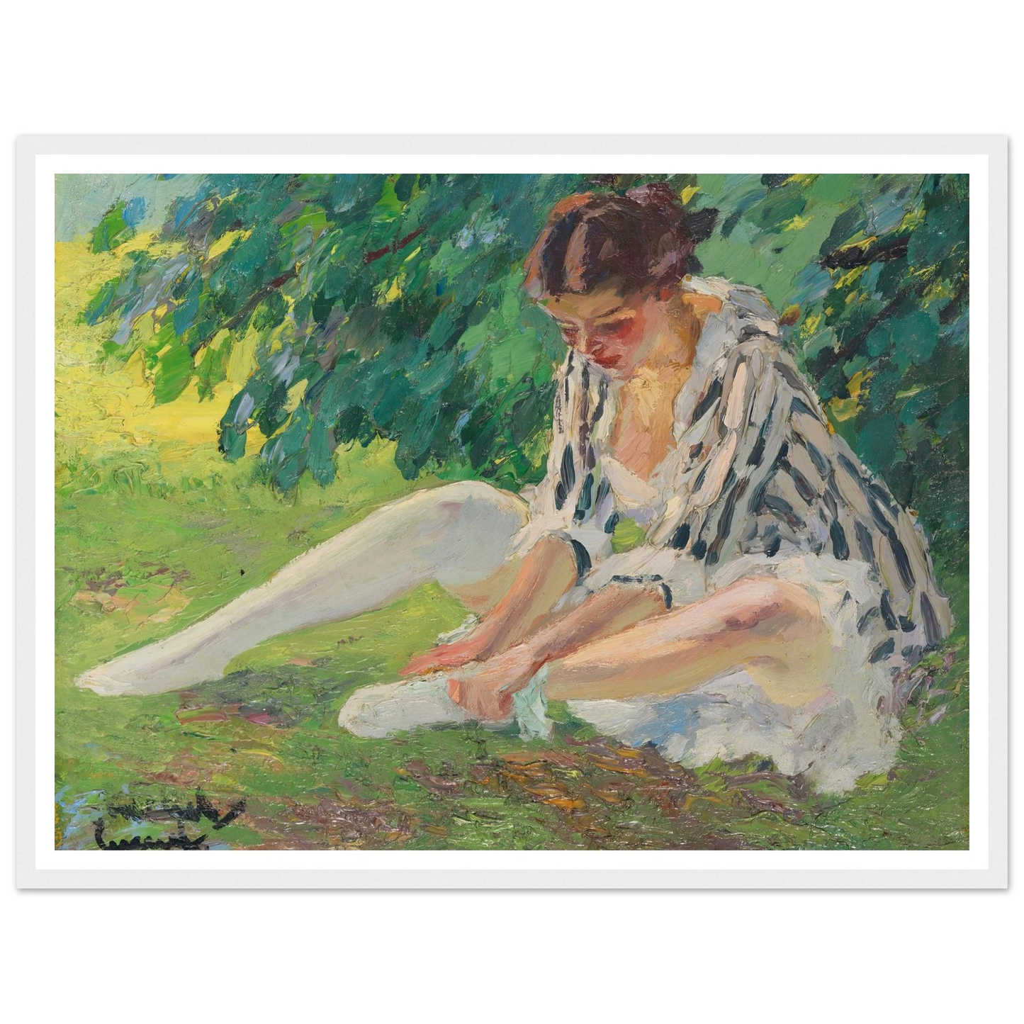 Undressing (sitting in the grass) (1910) Art Print | Edward Cucue-Quipham Collections