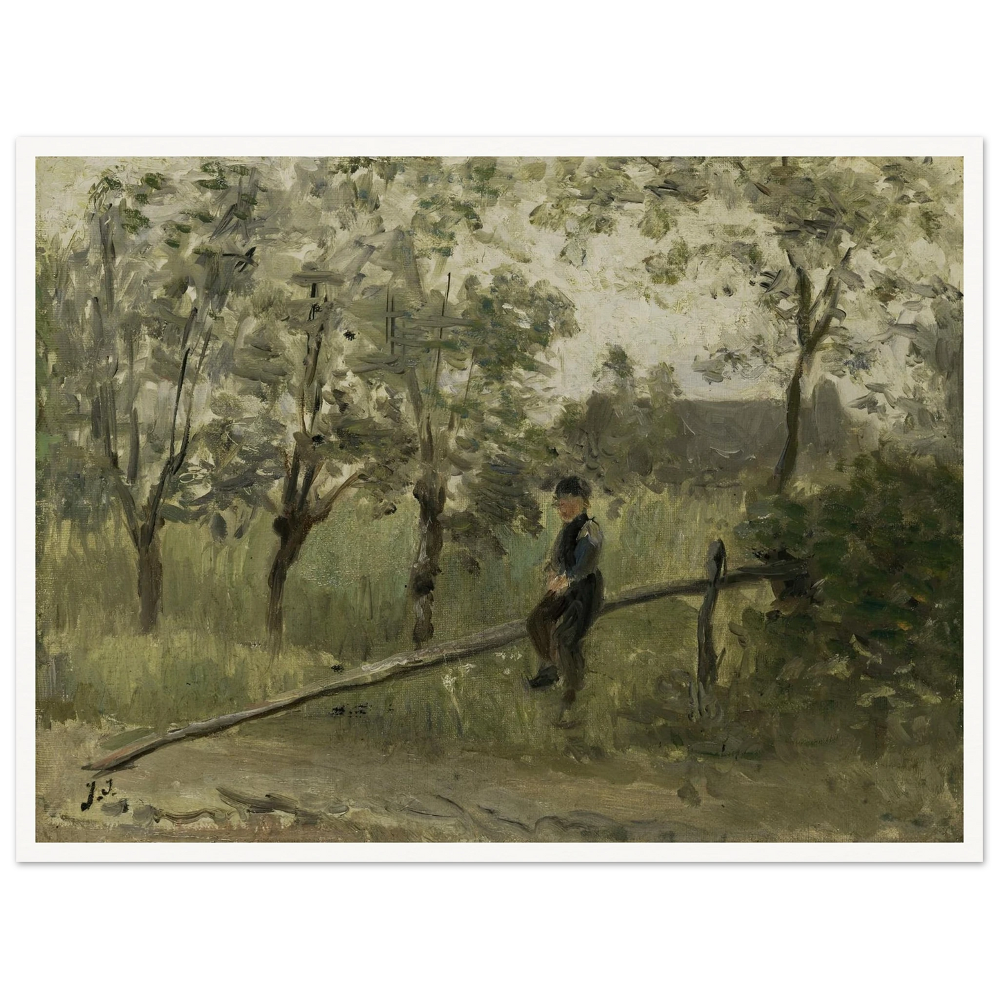 Country Boy on a Pole Barrier (1900 - 1911) Art Print | Jozef Israels-Quipham Collections