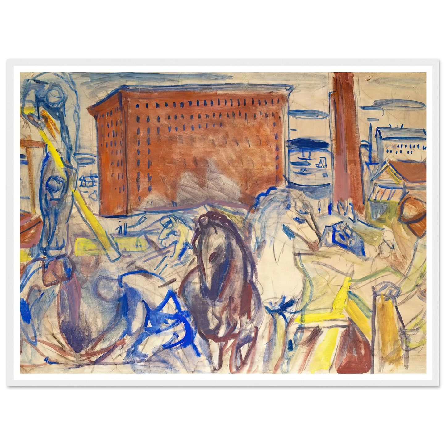 Horse Team on a Building Site (1928–1929) Art Print | Edvard Munch-Quipham Collections