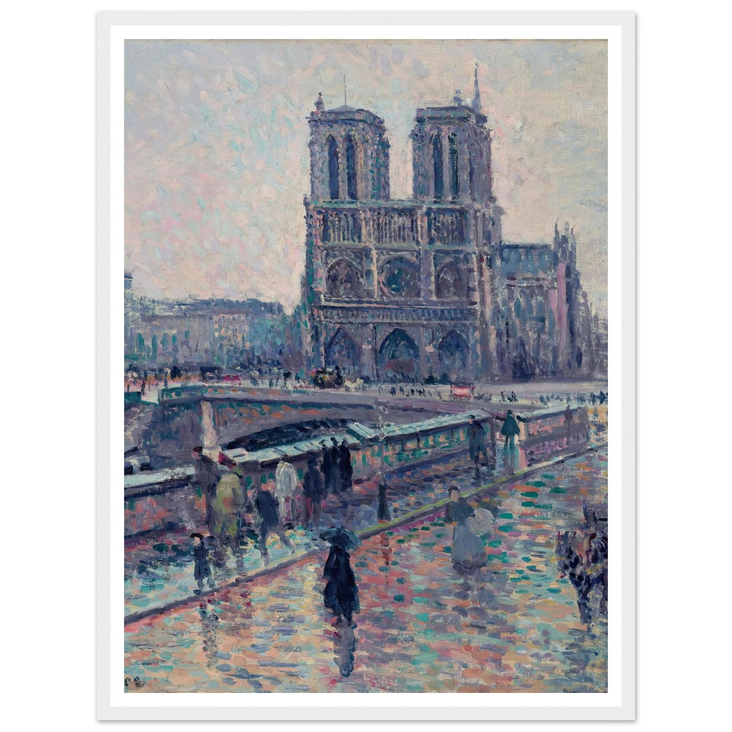 Bords de la Seine avec Notre-Dame sous la pluie (1900) Art Print | Maximilien Luce-Quipham Collections