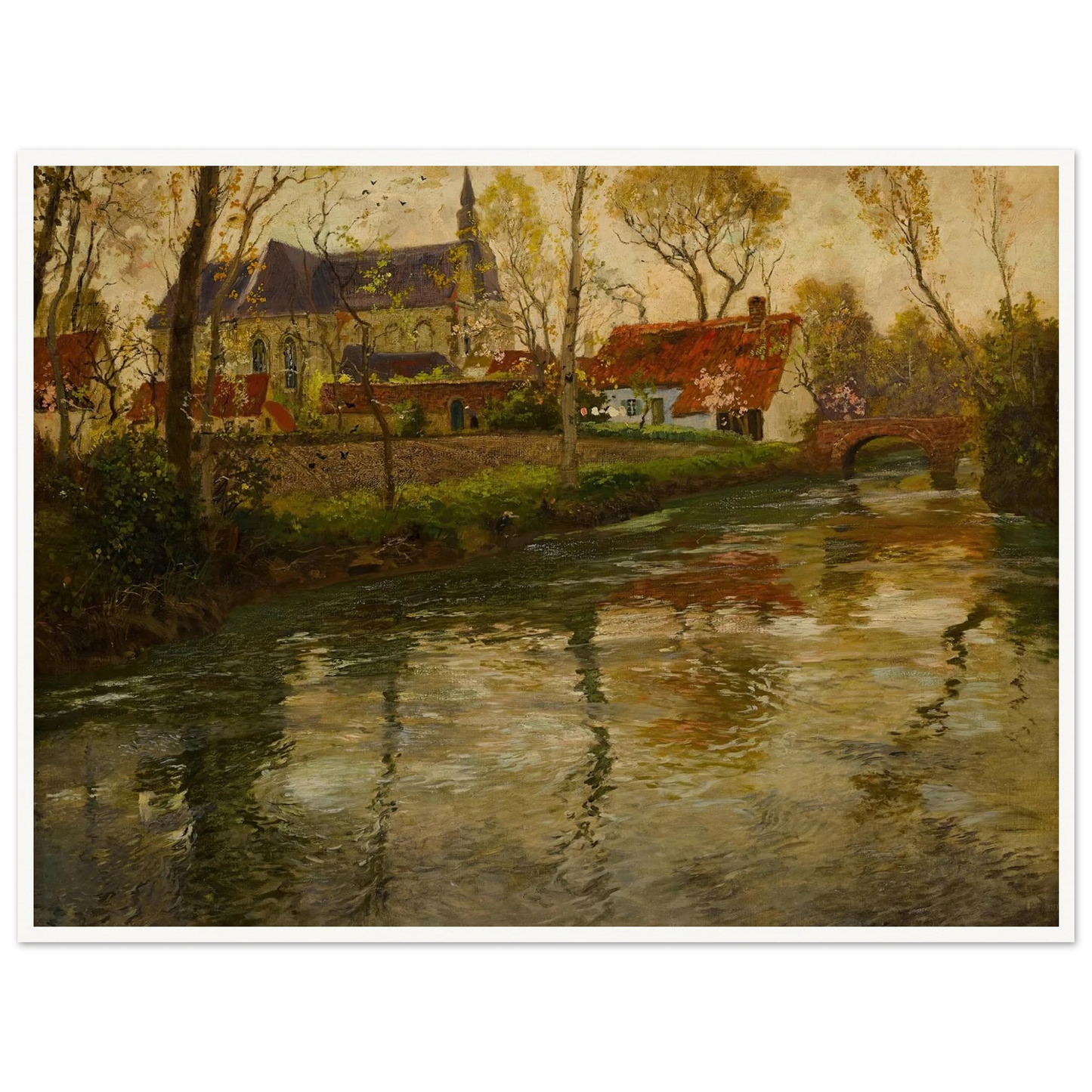 A River Landscape with a Church Beyond Art Print | Frits Thaulow-Quipham Collections
