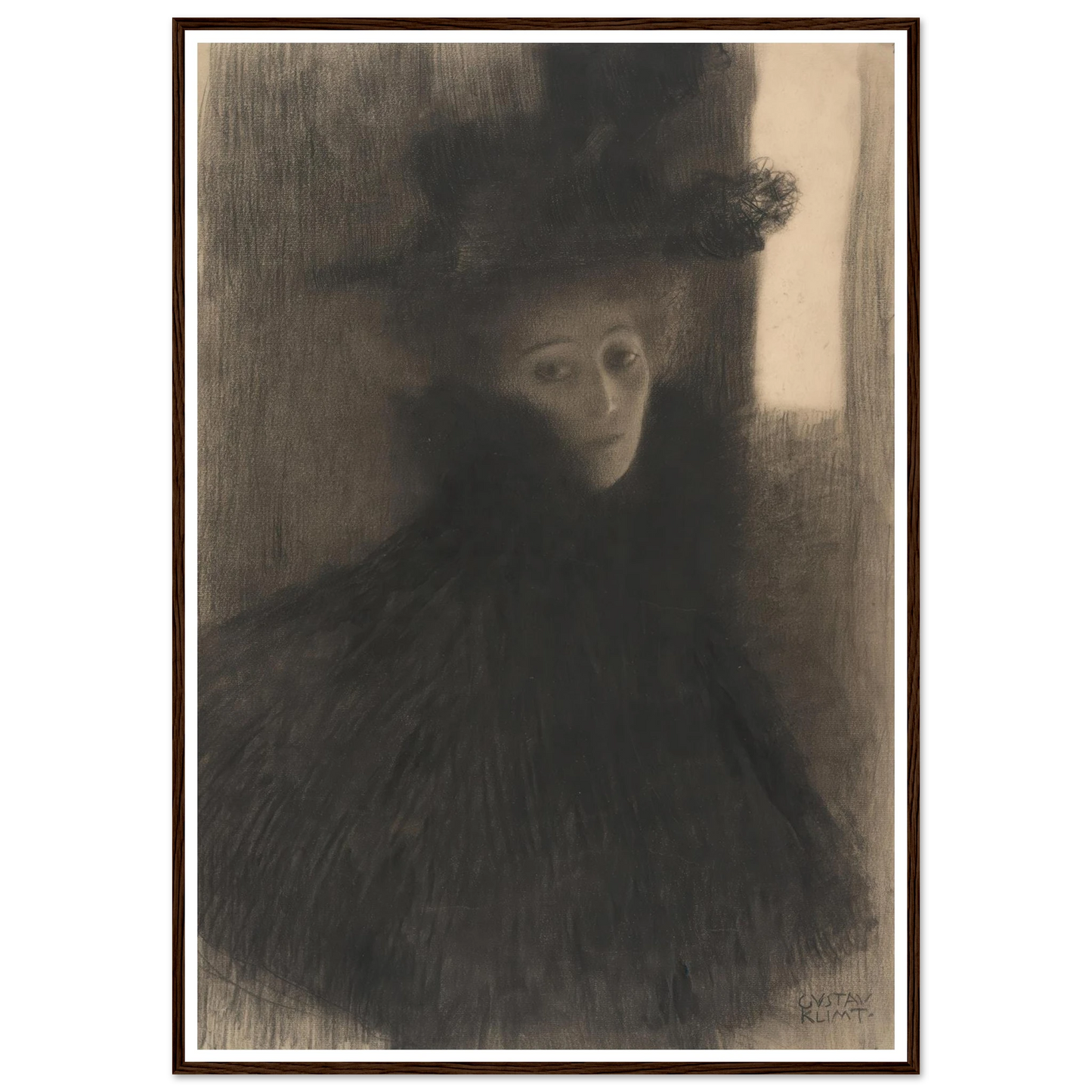 Portrait of a Lady with Cape and Hat (1897-1898) Art Print | Gustav Klimt-Quipham Collections