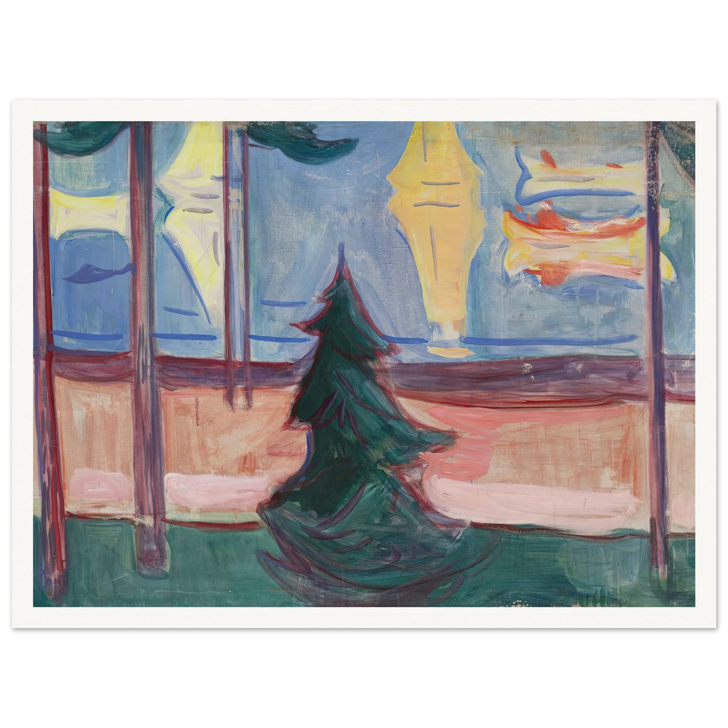 Beach Landscape with Trees and Boats (1905–1906) Art Print | Edvard Munch-Quipham Collections