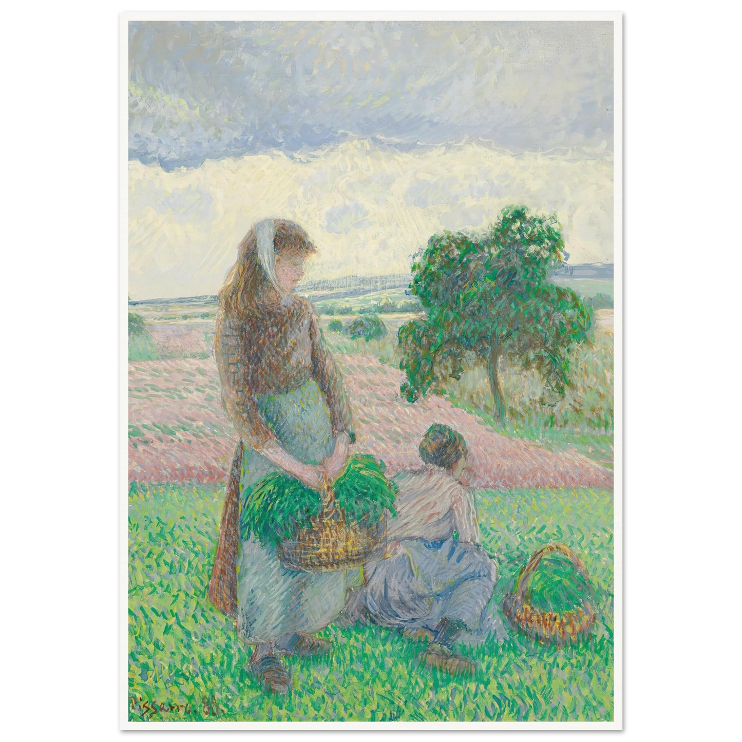 Paysannes portant un panier (1888) Art Print | Camille Pissarro-Quipham Collections