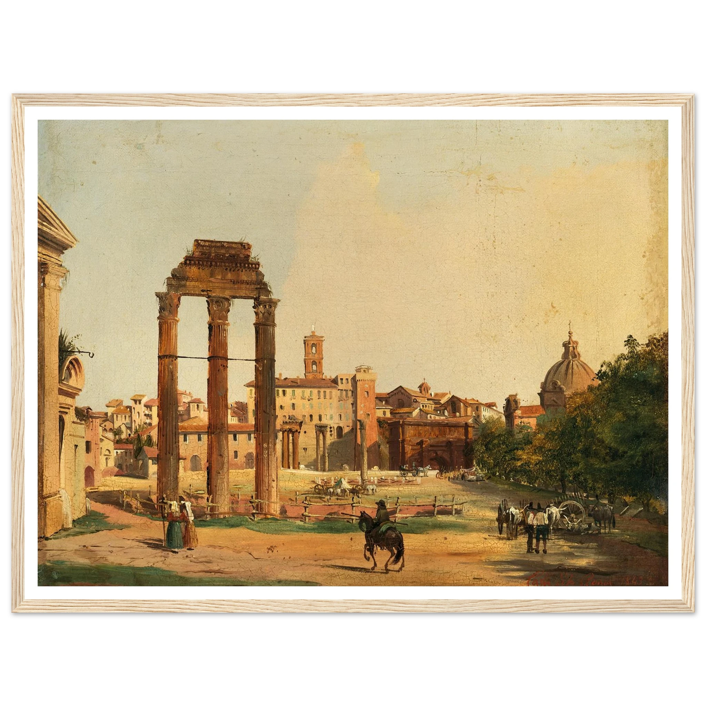 Rome, a View of the Roman Forum with the Temple of Castor and Pollux (1843) Art Print | Ippolito Caffi-Quipham Collections