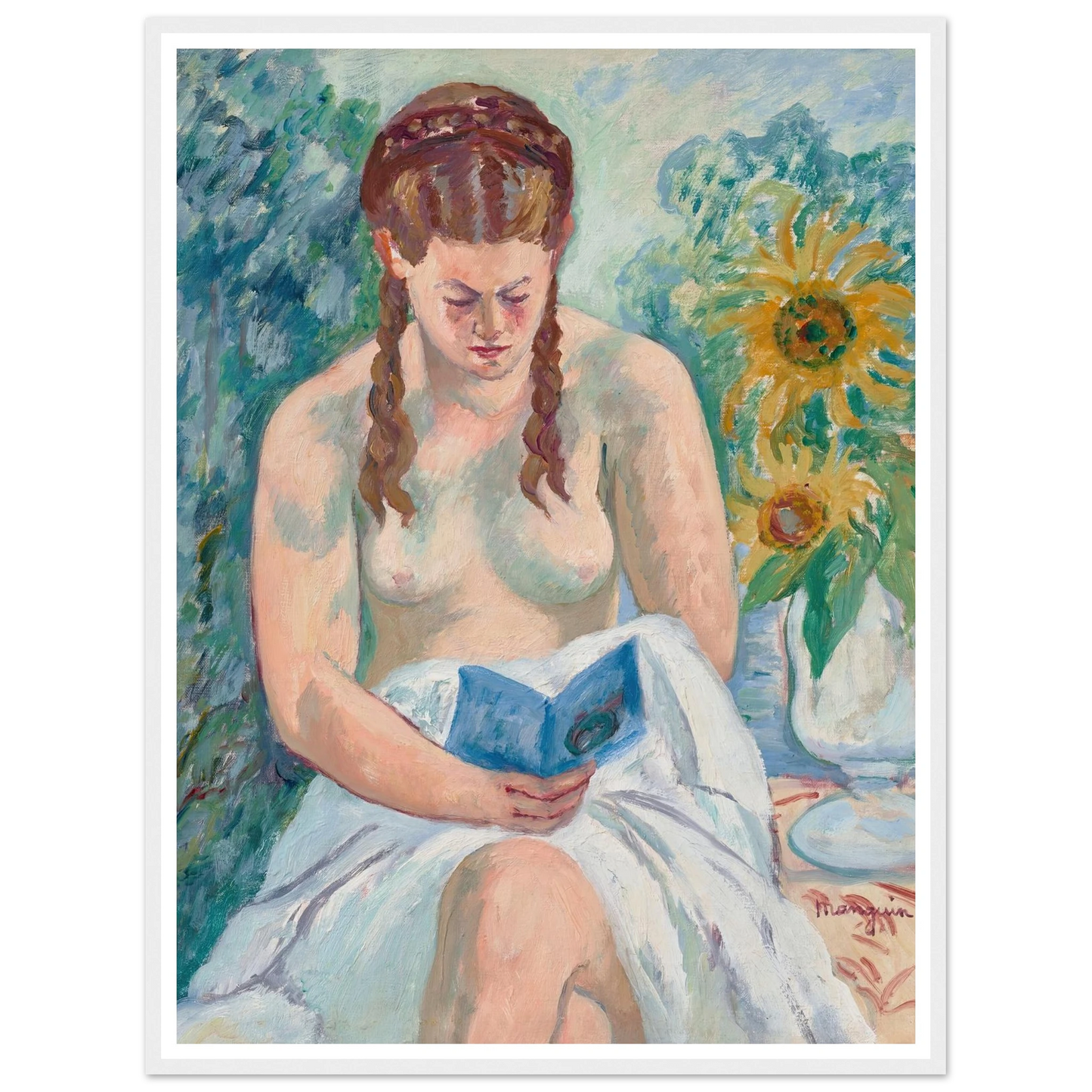 Geneviève Sauty nue lisant (1945) Art Print | Henri Manguin-Quipham Collections