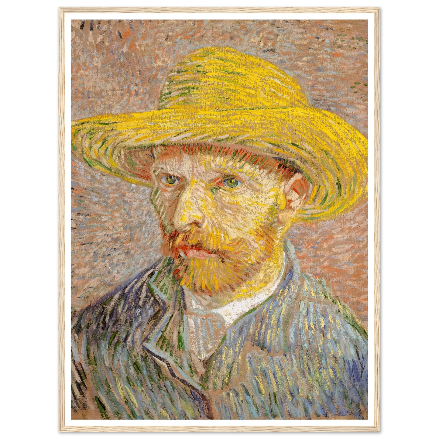Self-Portrait with a Straw Hat (1887) Art Print | Vincent van Gogh-Quipham Collections