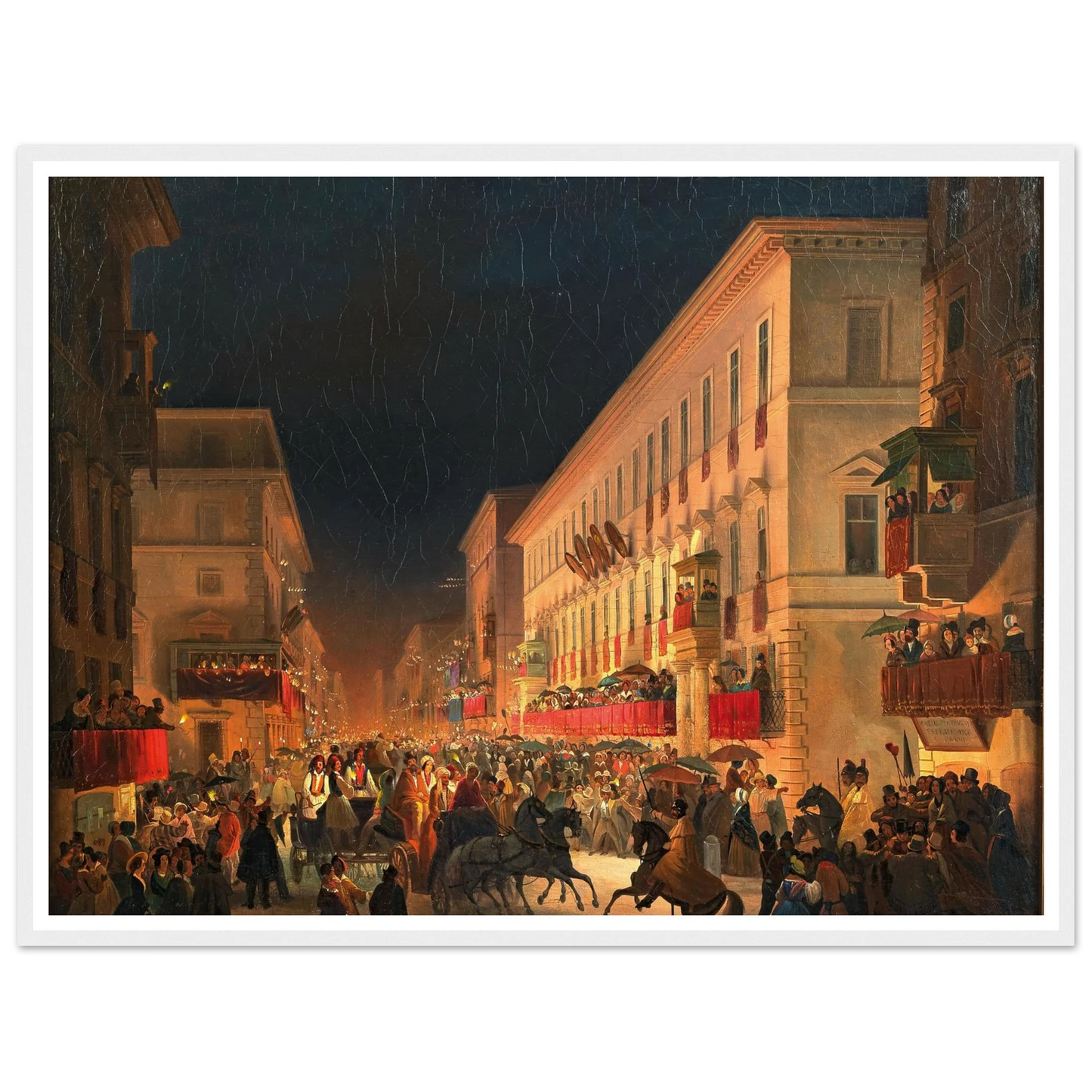 Carnival In Rome, The Feast Of Moccoletti Art Print | Ippolito Caffi-Quipham Collections
