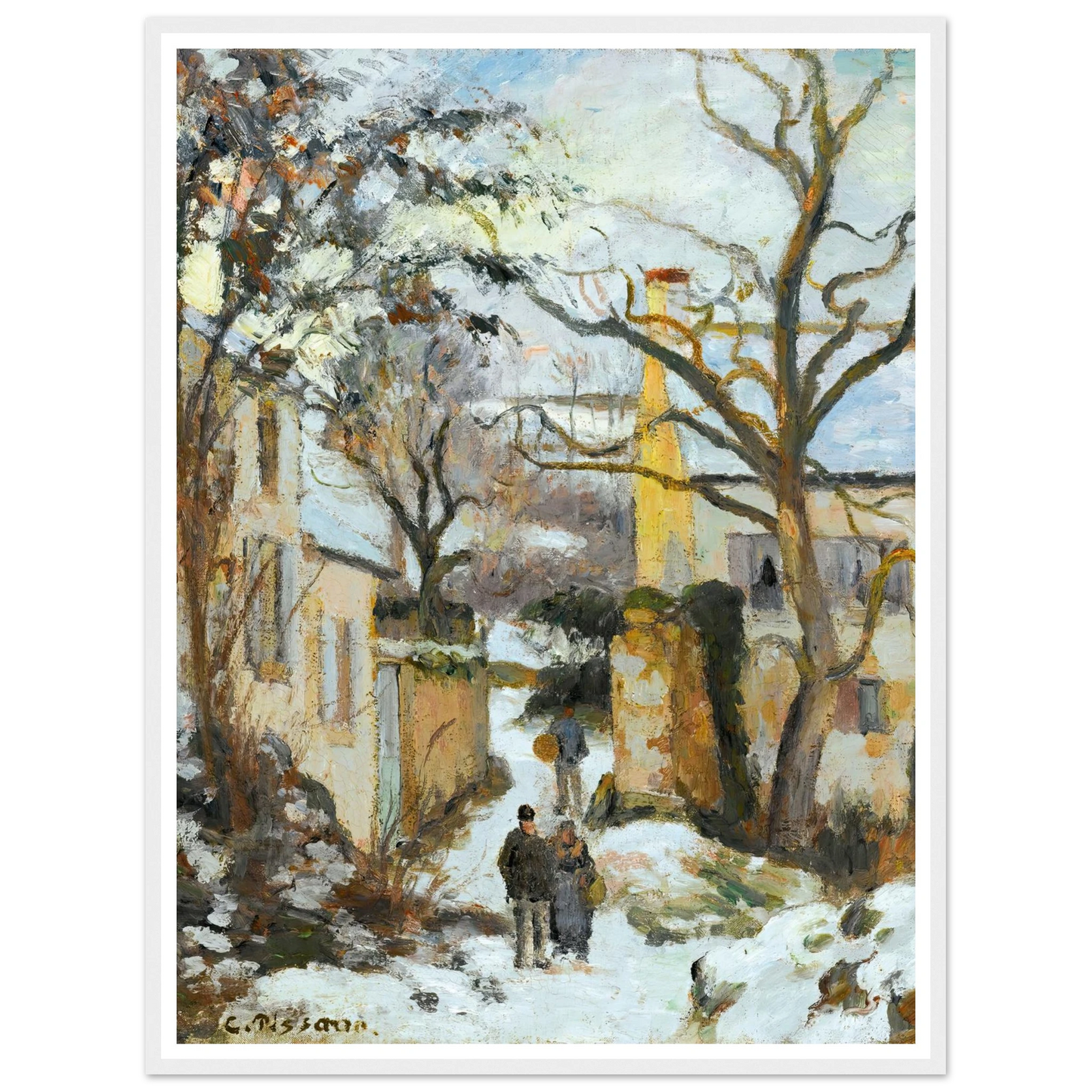 La Maison Rondest Sous La Neige, Pontoise Or Chemin De L’hermitage, Pontoise, Sous La Neige (circa 1875) Art Print | Camille Pissarro-Quipham Collections