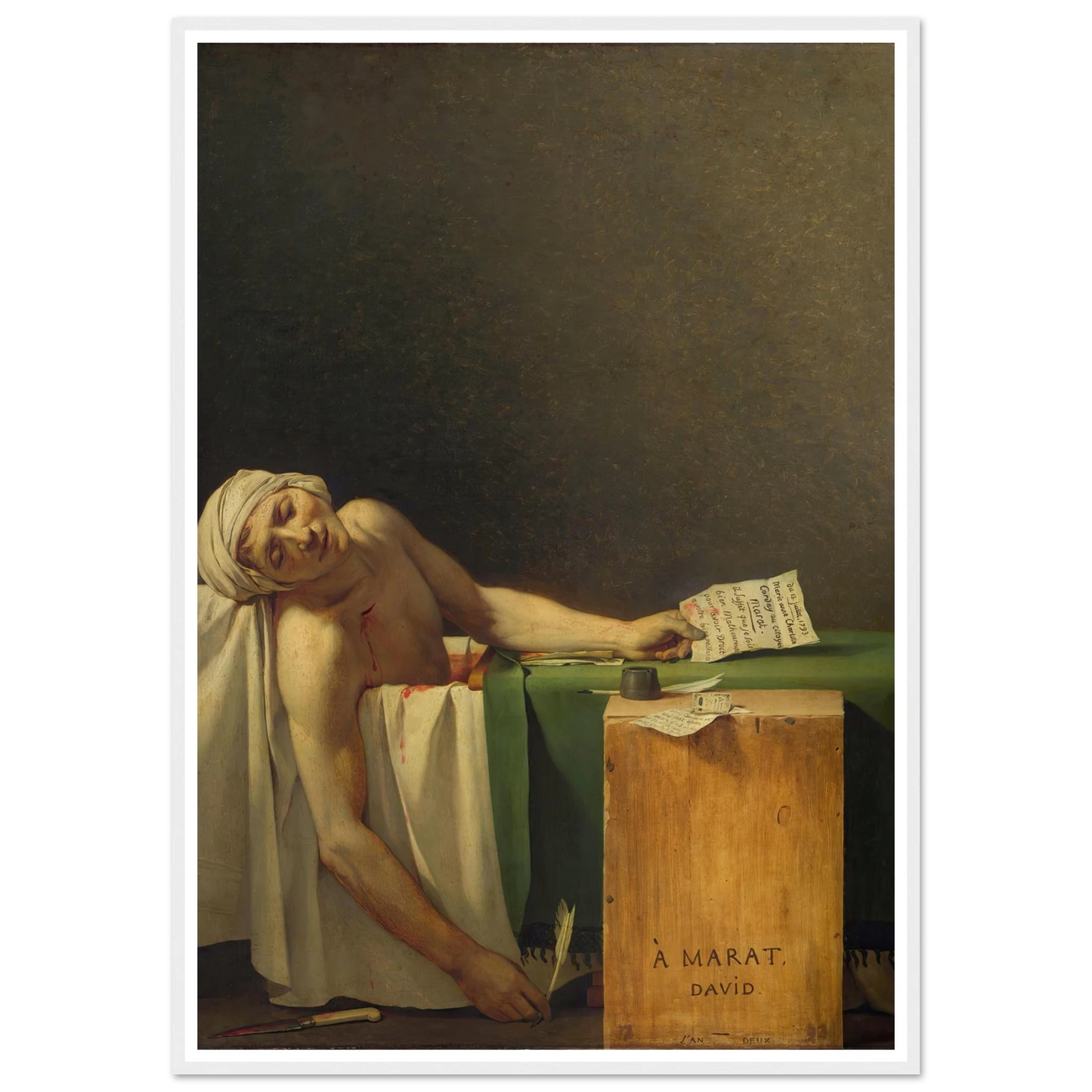 Marat Assassinated (1793) Art Print | Jacques Louis David-Quipham Collections
