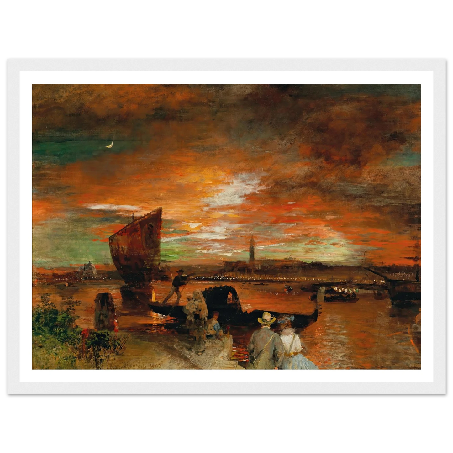 A scene at dusk in Venice (1903) Art Print | Oswald Achenbach-Quipham Collections