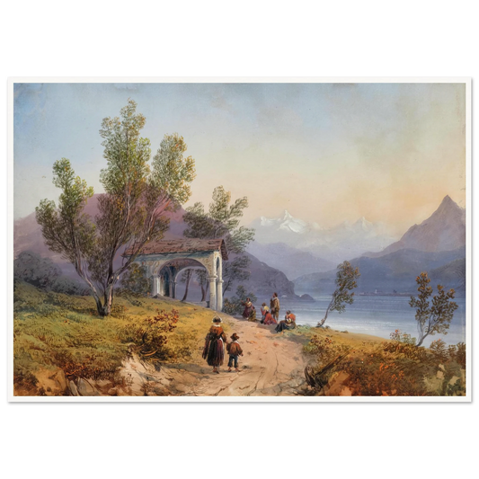 Prayer on the Shore of Lake Maggiore (1849) Art Print | Carlo Bossoli-Quipham Collections