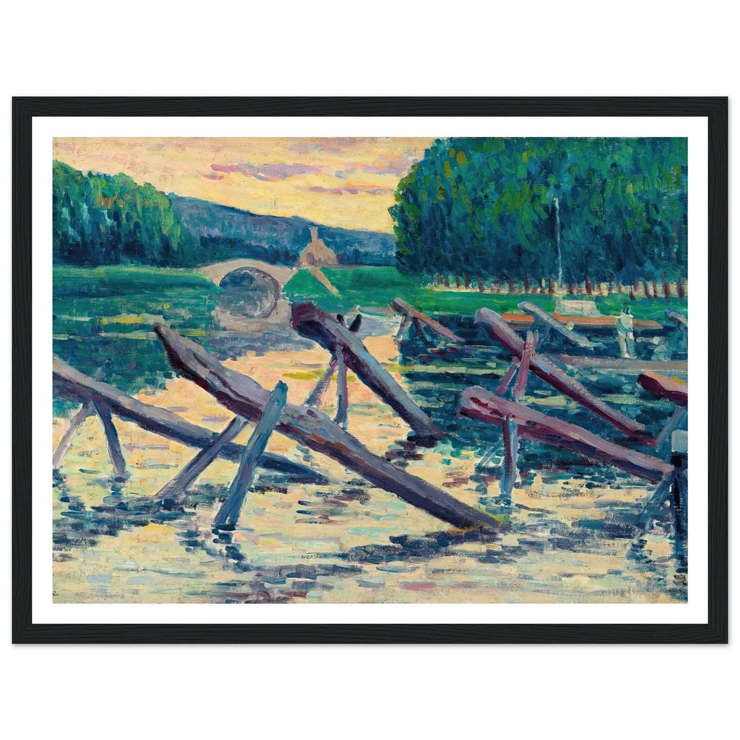 Les chevalets sur la Cure (circa 1908) Art Print | Maximilien Luce-Quipham Collections
