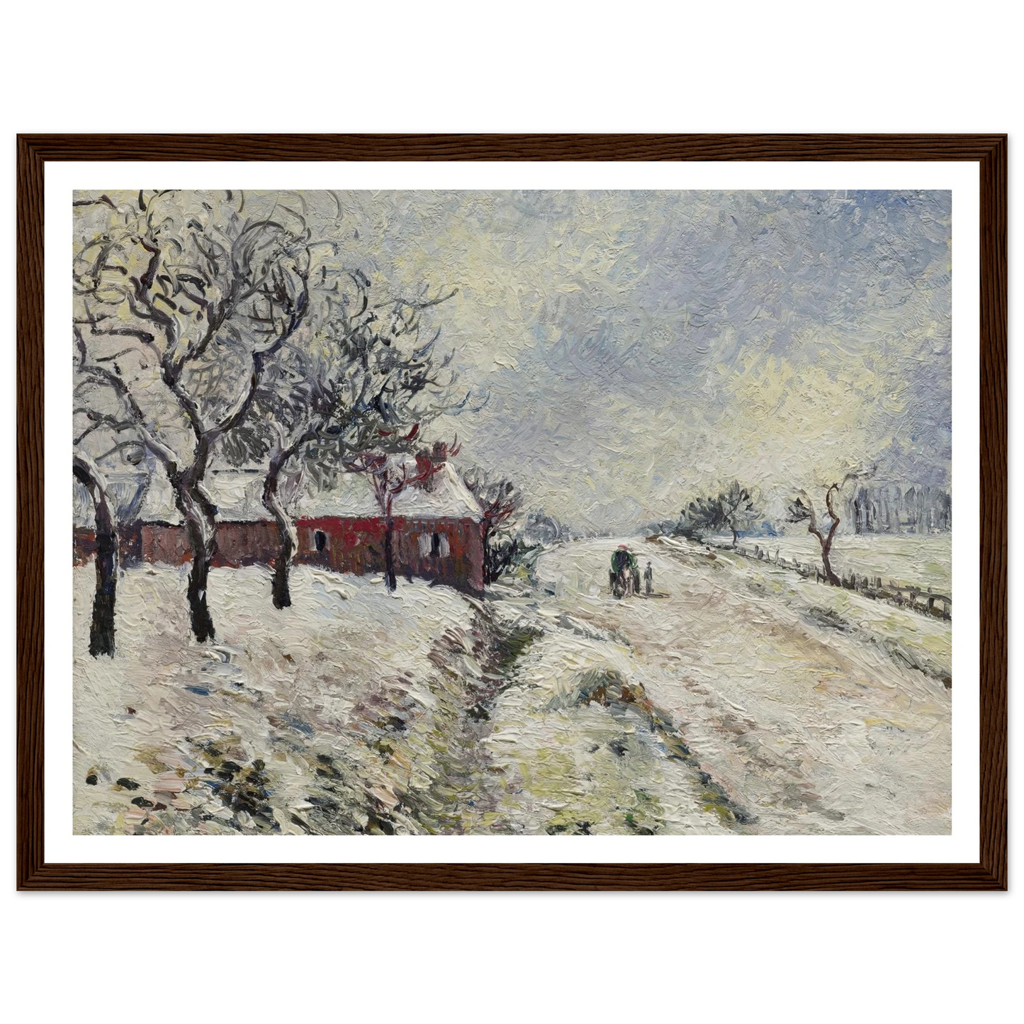 Route enneigée avec maison, environs d’Eragny (1885) Art Print | Camille Pissarro-Quipham Collections