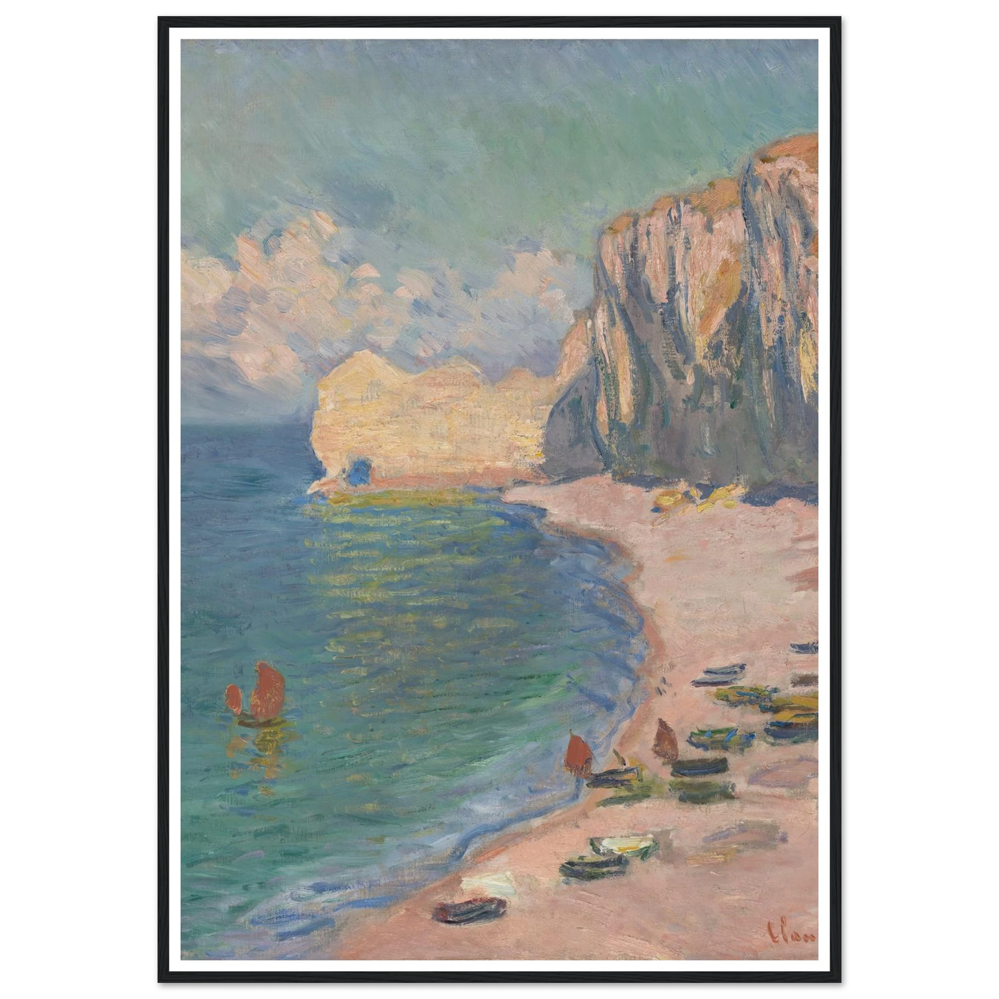 Étretat, The Beach and the Falaise d’Amont (1885) Art Print | Claude Monet-Quipham Collections