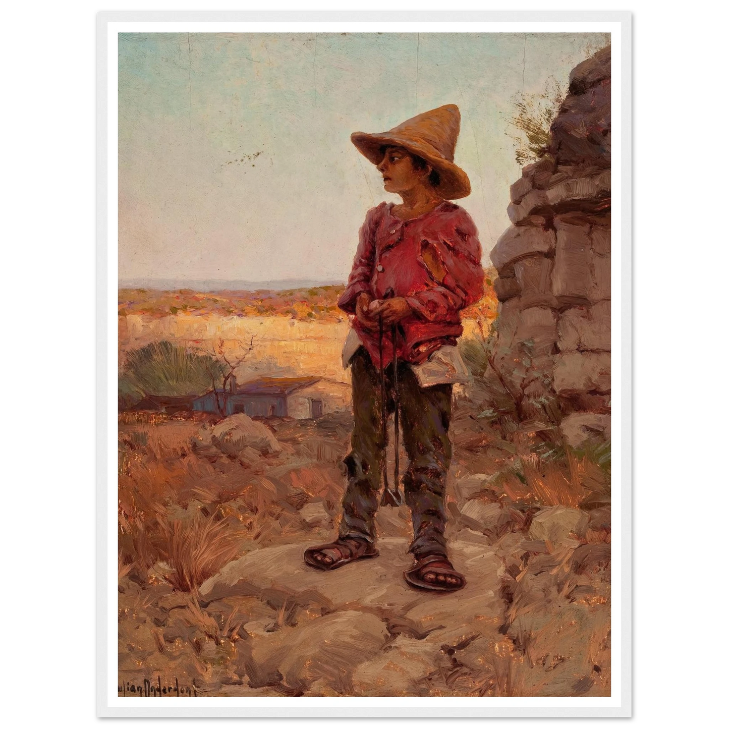 Goat Herder at the San Antonio Quarry (1909) Art Print | Julian Onderdonk-Quipham Collections