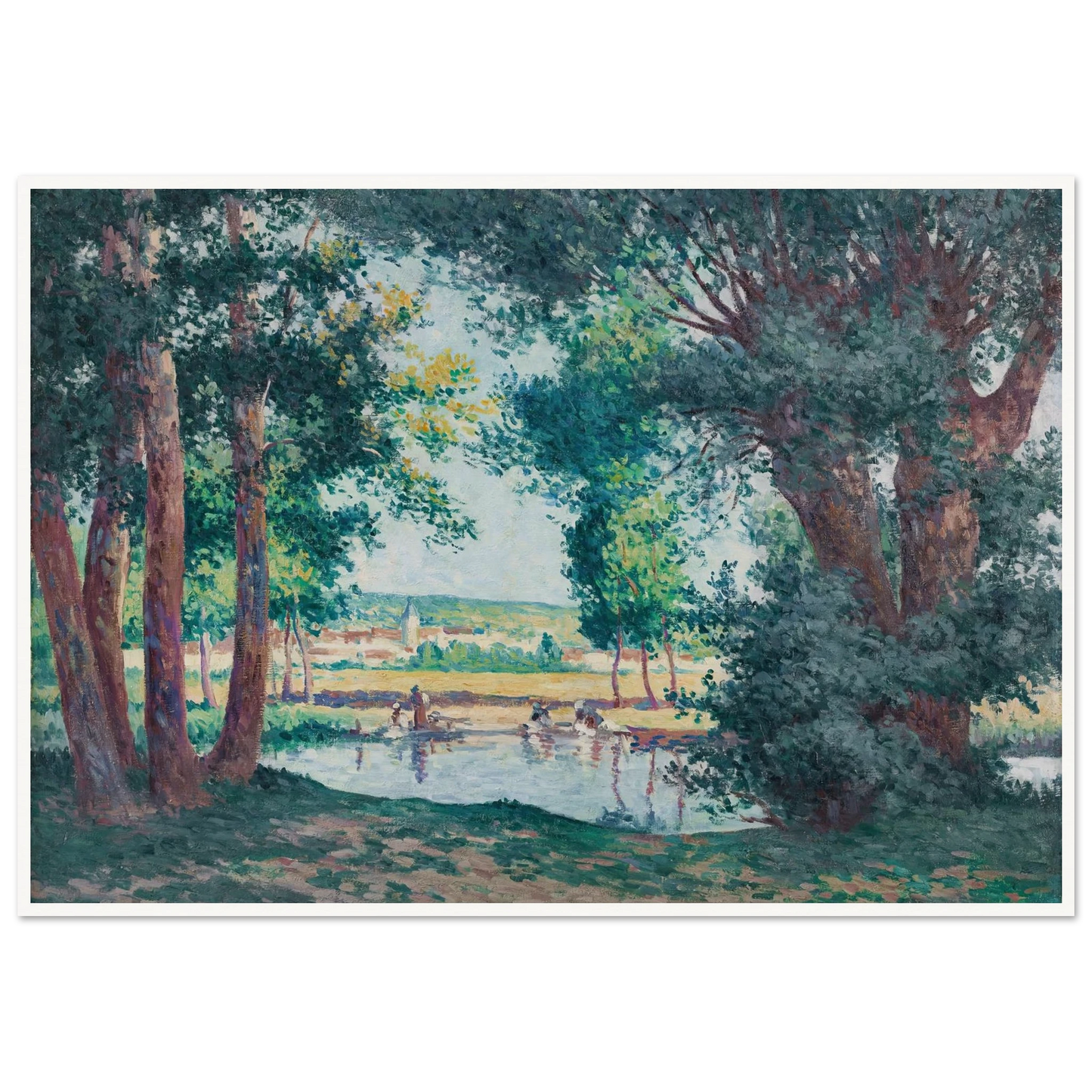 Bessy-sur-Cure, les lavandieres au bord de l’eau (1906) Art Print | Maximilien Luce-Quipham Collections