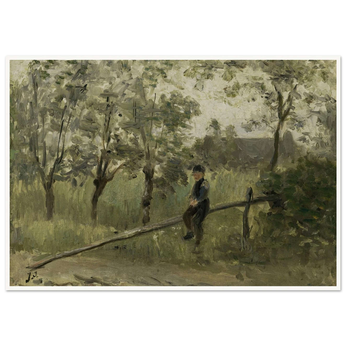 Country Boy on a Pole Barrier (1900 - 1911) Art Print | Jozef Israels-Quipham Collections