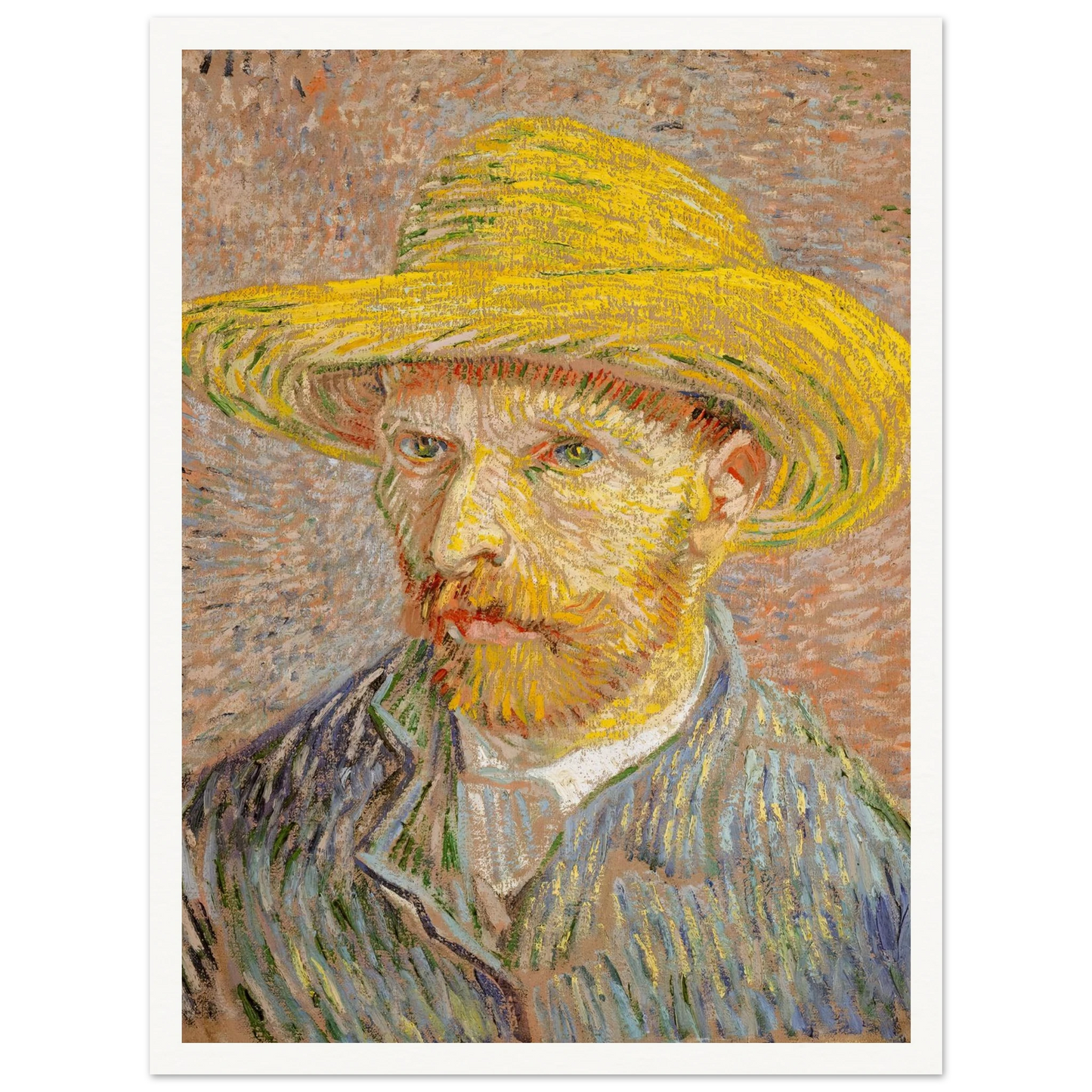 Self-Portrait with a Straw Hat (1887) Art Print | Vincent van Gogh-Quipham Collections