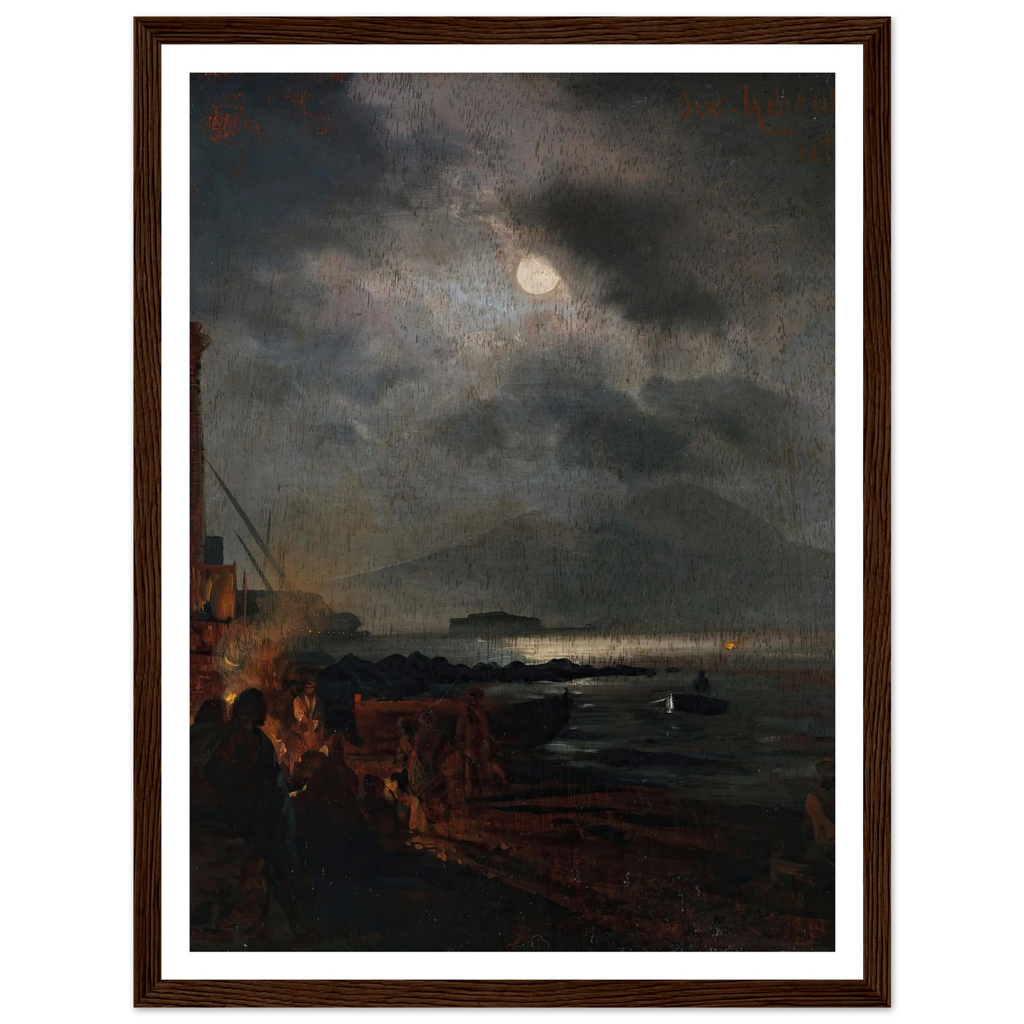 Fischer in der Bucht von Neapel bei Mondschein (1885) Art Print | Oswald Achenbach-Quipham Collections