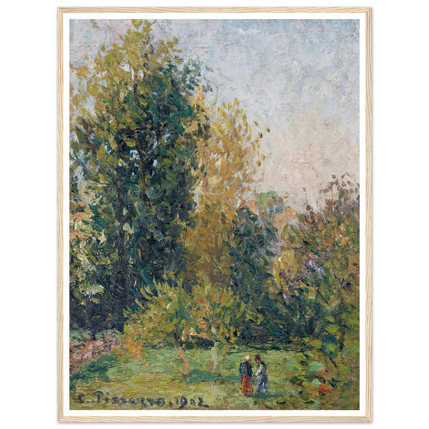 Paysage Avec Deux Personnages, Éragny, Automne (1902) Art Print | Camille Pissarro-Quipham Collections