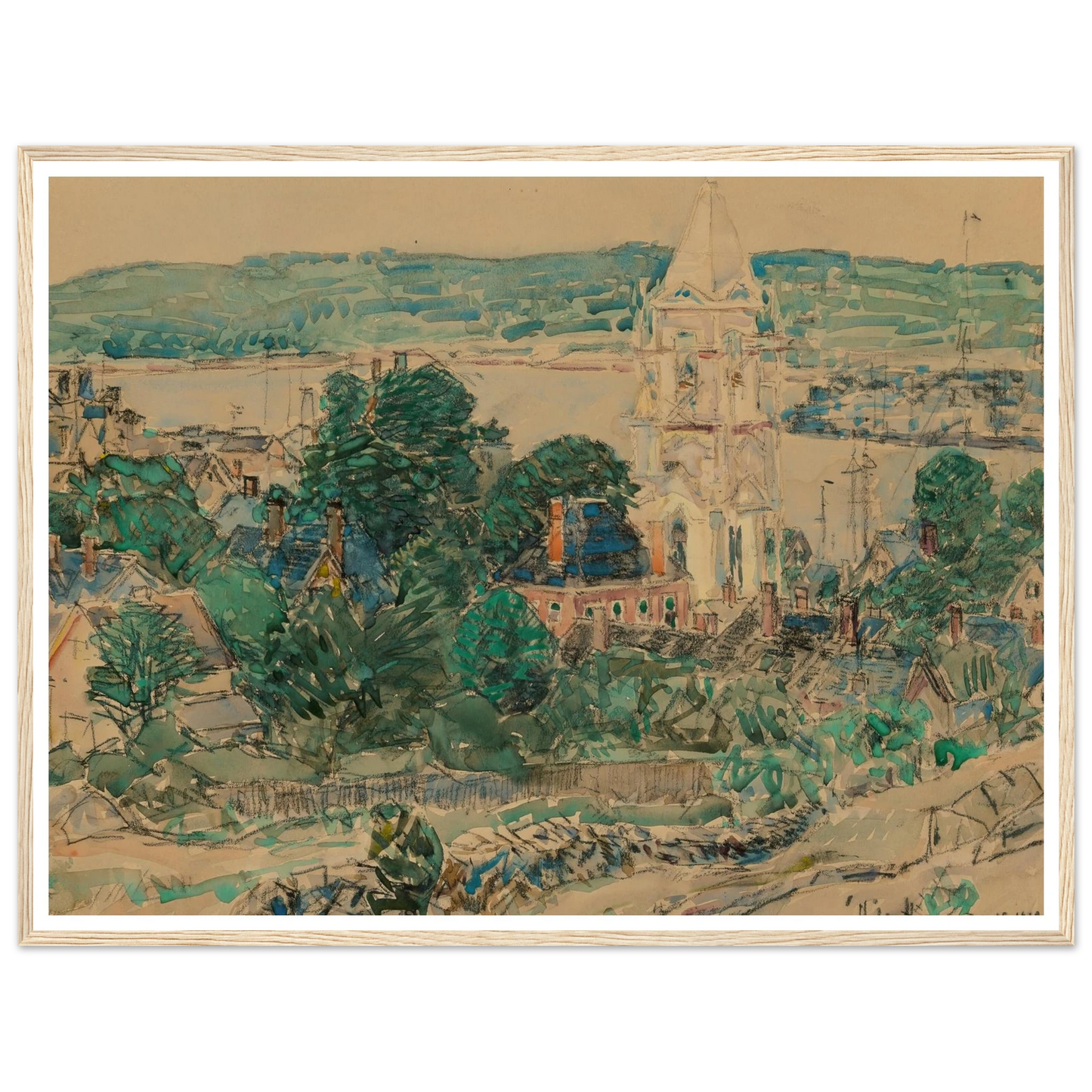 Shingling the First Baptist Church, Gloucester study (1919) Art Print | Childe Hassam-Quipham Collections