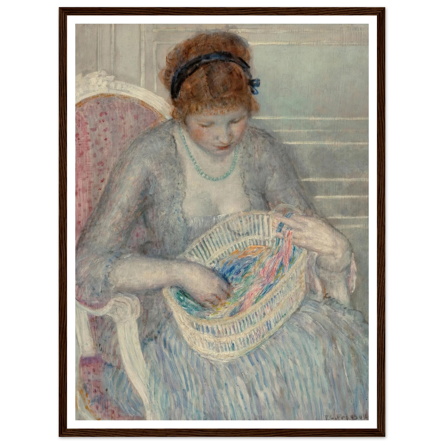 Girl with a Basket of Ribbons (1915) Art Print | Frederick Carl Frieseke-Quipham Collections