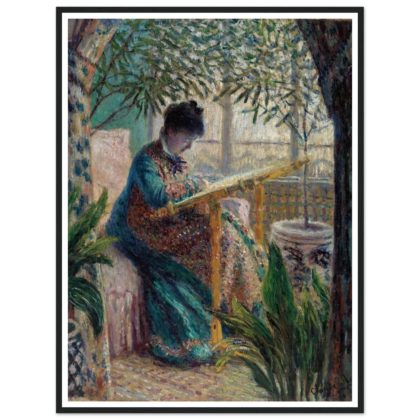 Madame Monet Embroidering (Camille au métier) (1875) Art Print | Claude Monet-Quipham Collections
