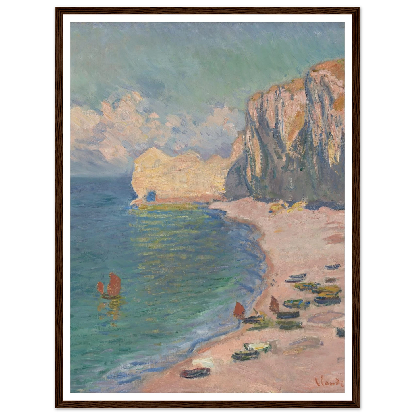 Étretat, The Beach and the Falaise d’Amont (1885) Art Print | Claude Monet-Quipham Collections