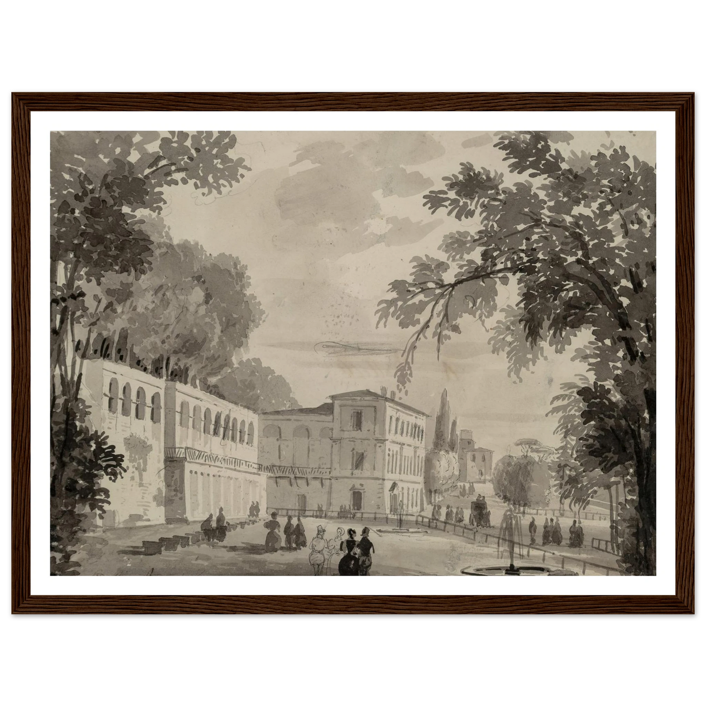 Veduta of the Aqueduct and Aranciera of the Villa Borghese, Rome Art Print | Ippolito Caffi-Quipham Collections