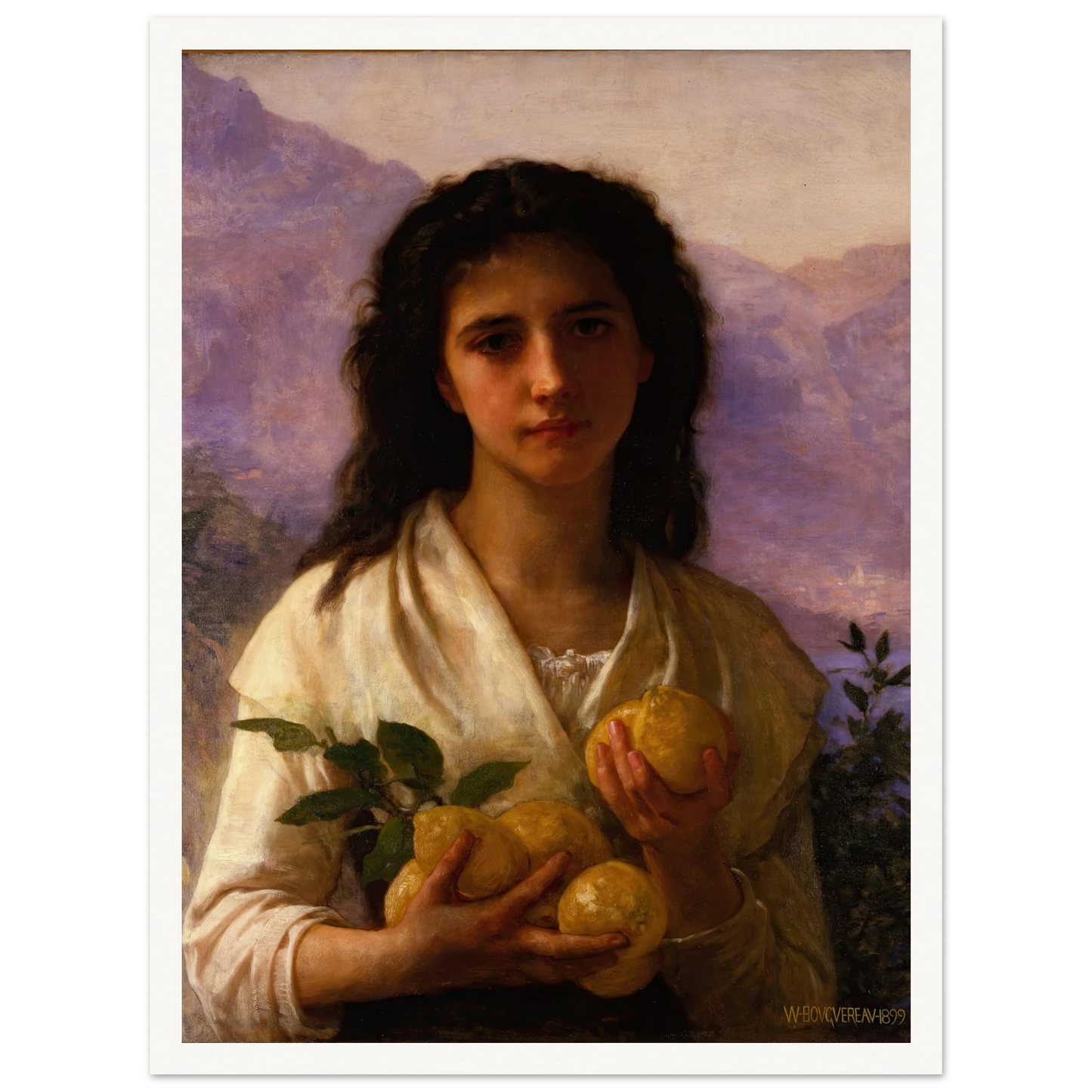 Girl Holding Lemons (1899) Art Print | William Bouguereau-Quipham Collections