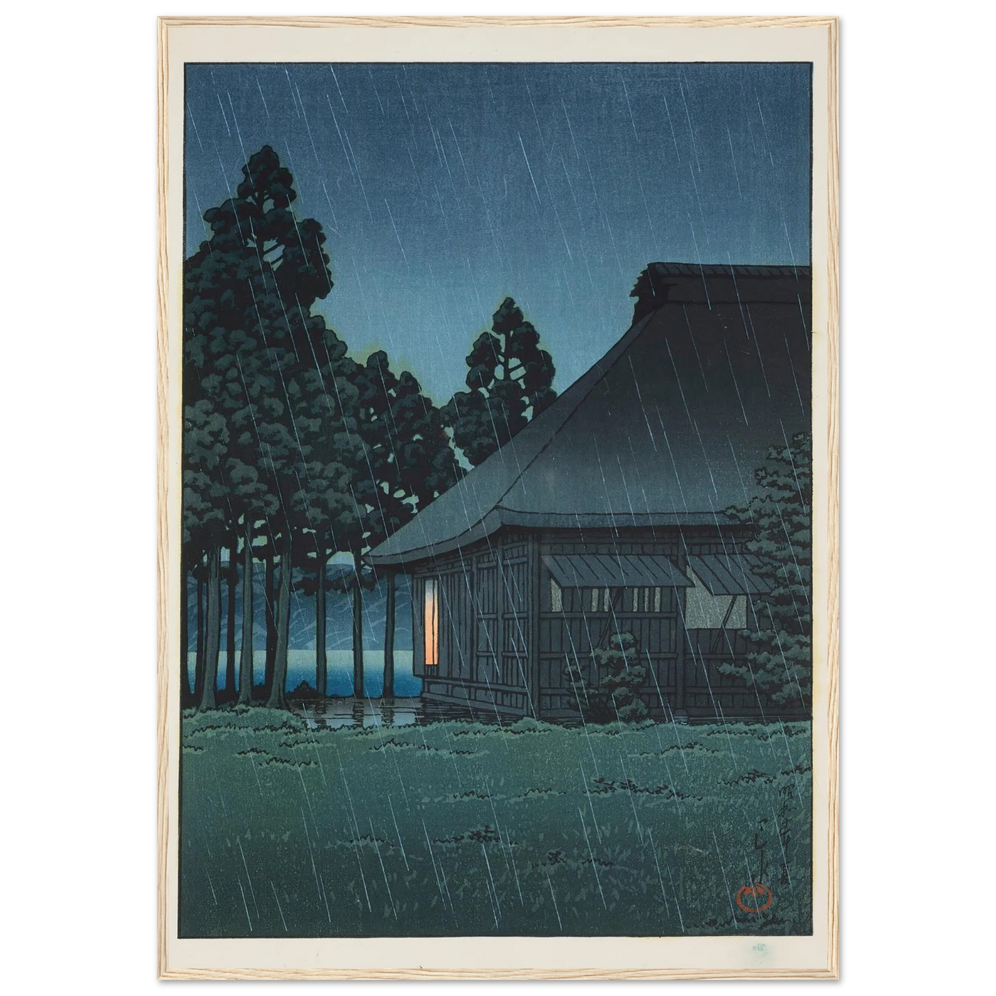 Evening rain at a lakeside tearoom (1935) Art Print | Kawase Hasui-Quipham Collections