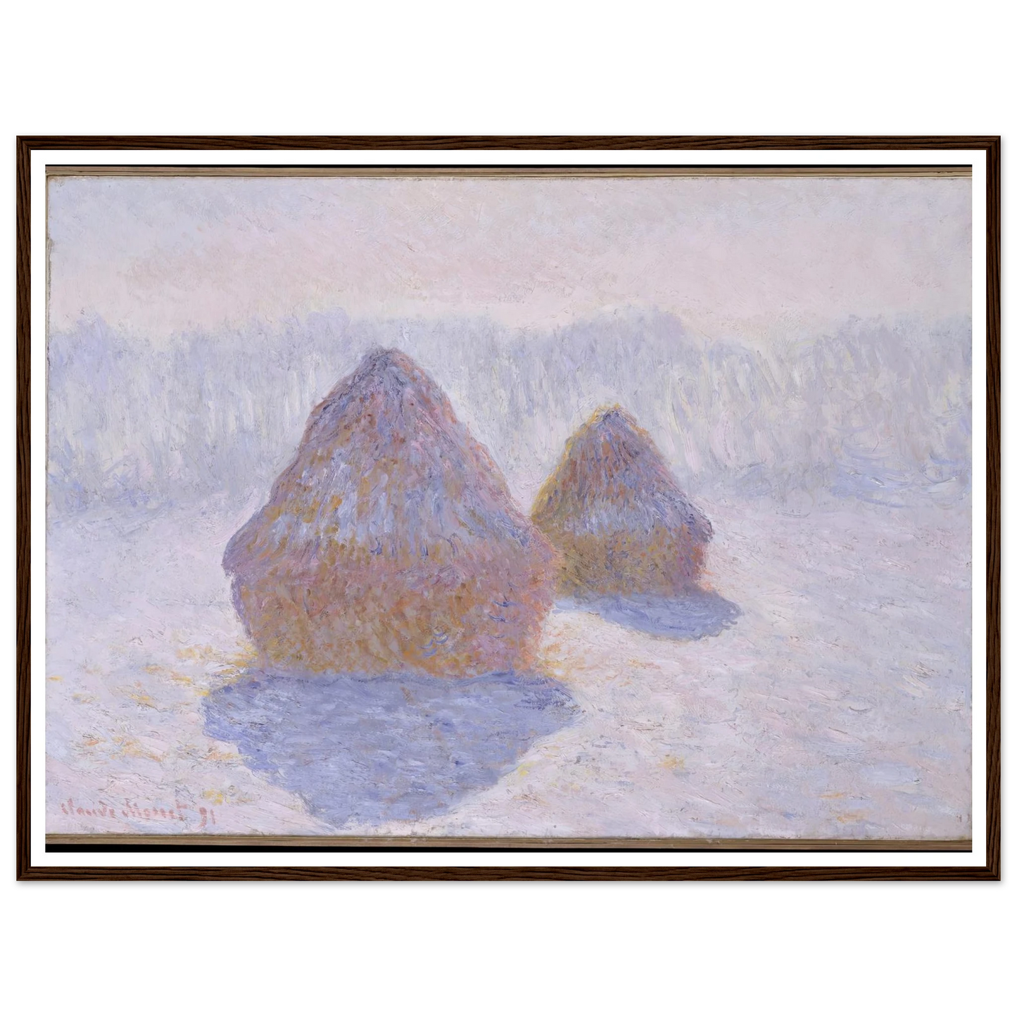 Haystacks (Effect of Snow and Sun) (1891) Art Print | Claude Monet-Quipham Collections
