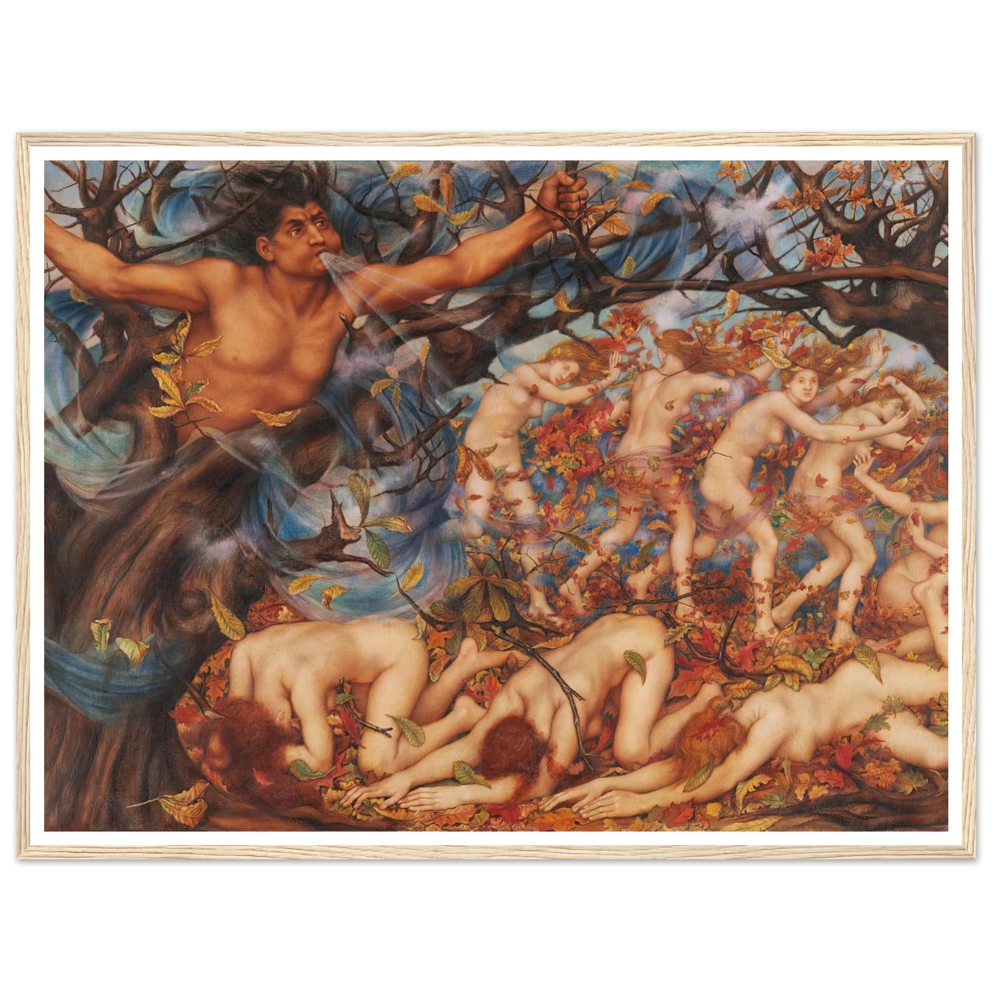 Boreas and the Fallen Leaves (1910) Art Print | Evelyn de Morgan-Quipham Collections