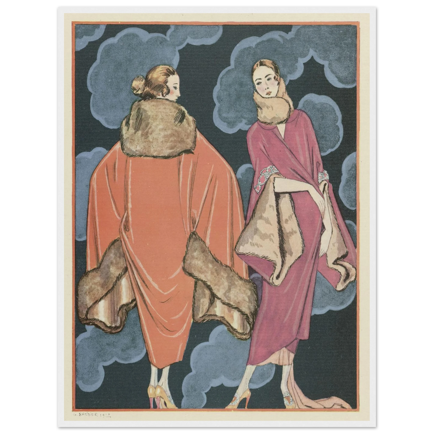 Deux heures du matin; Manteaux, de Worth (1923) Art Print | George Barbier-Quipham Collections