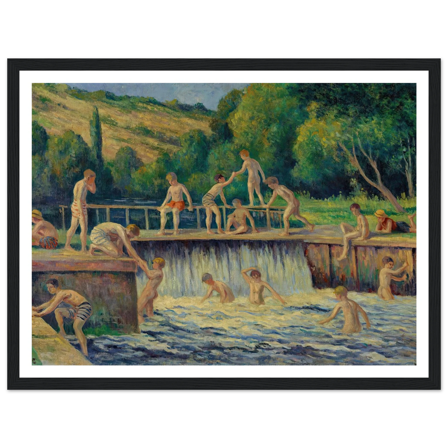 La baignade à Bessy-sur-Cure (circa 1908) Art Print | Maximilien Luce-Quipham Collections