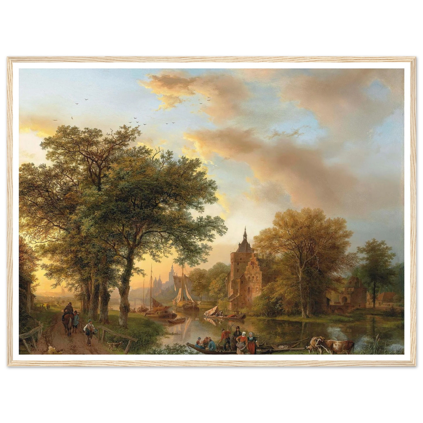 A River Landscape in Holland at Sunset (1852) Art Print | Barend Cornelis Koekkoek-Quipham Collections