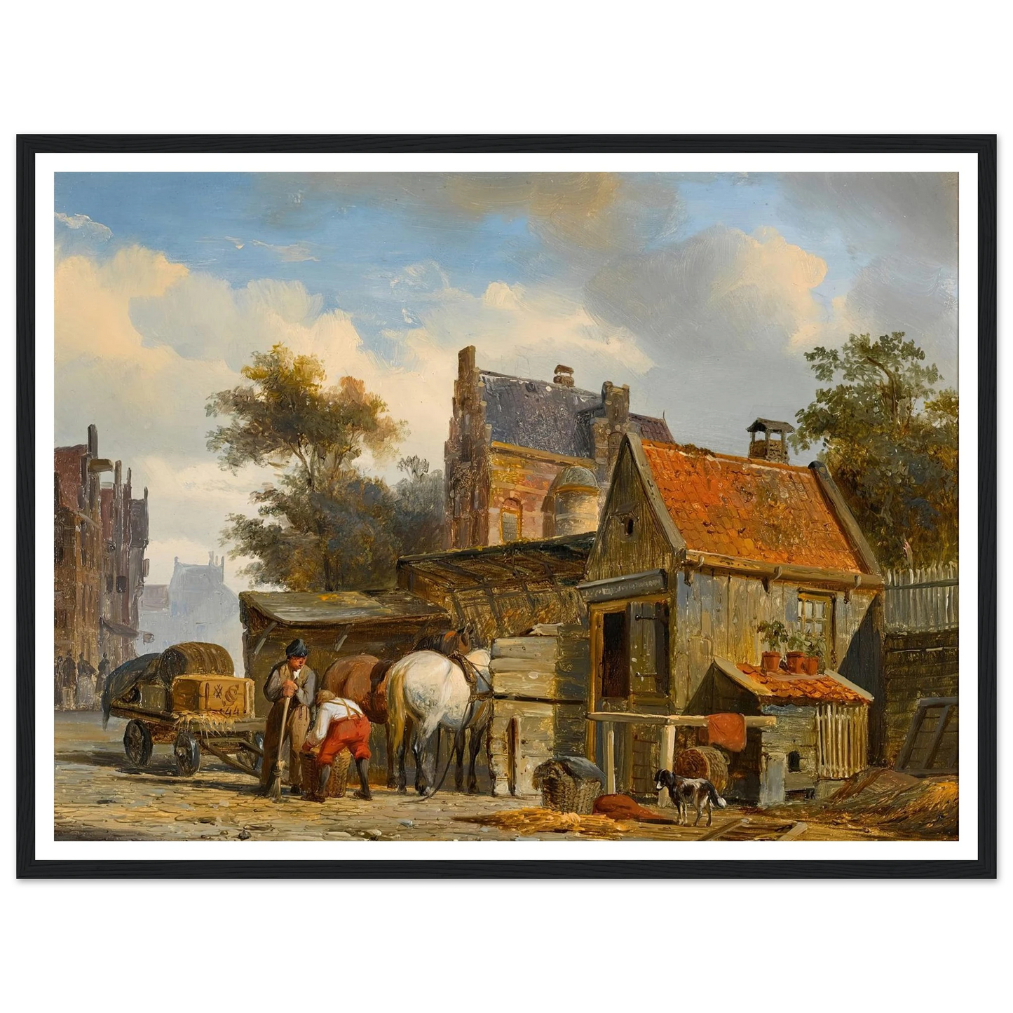 A Street Scene with a Blacksmith at Work (1844) Art Print | Cornelis Springer-Quipham Collections