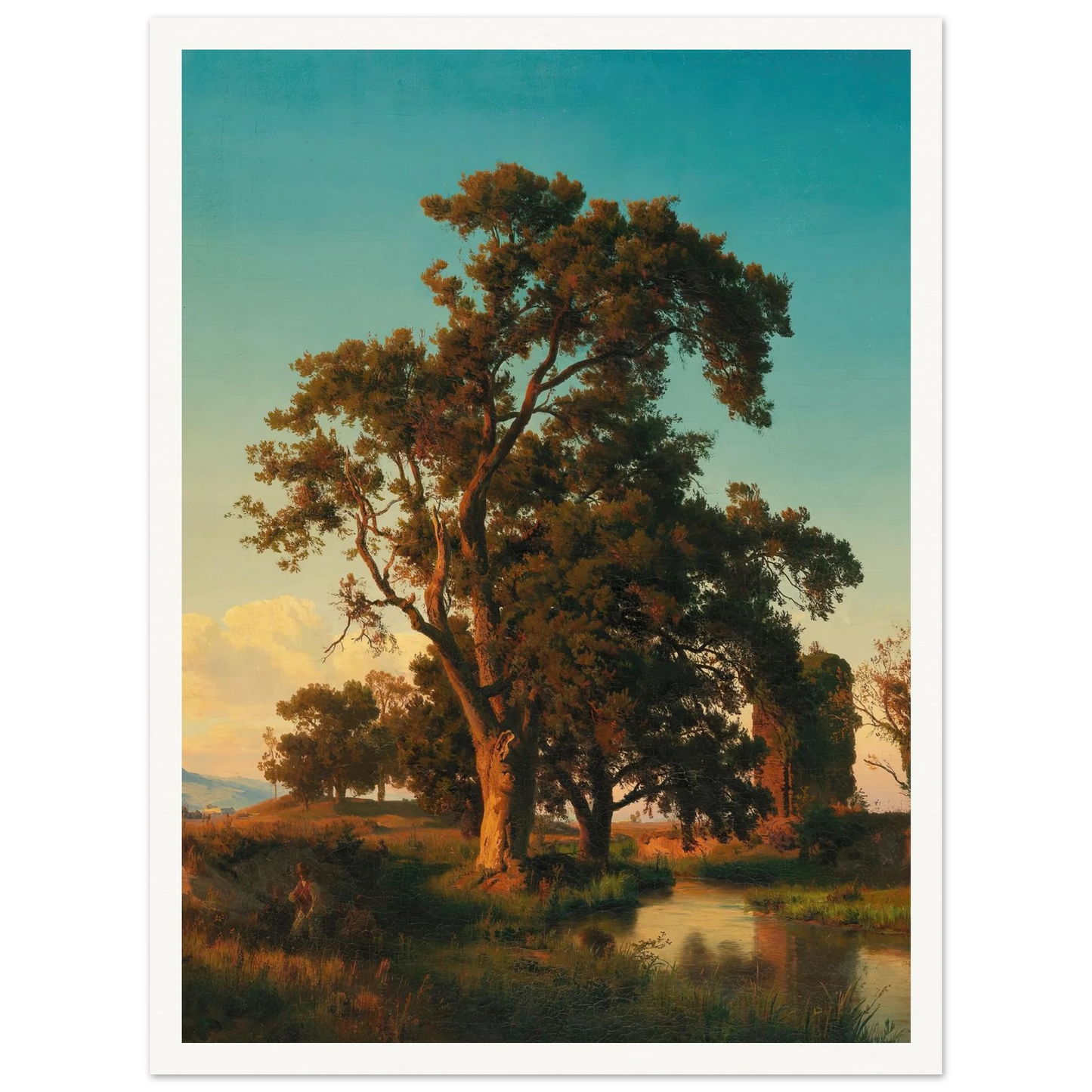 A majestic tree in the evening light Art Print | Oswald Achenbach-Quipham Collections
